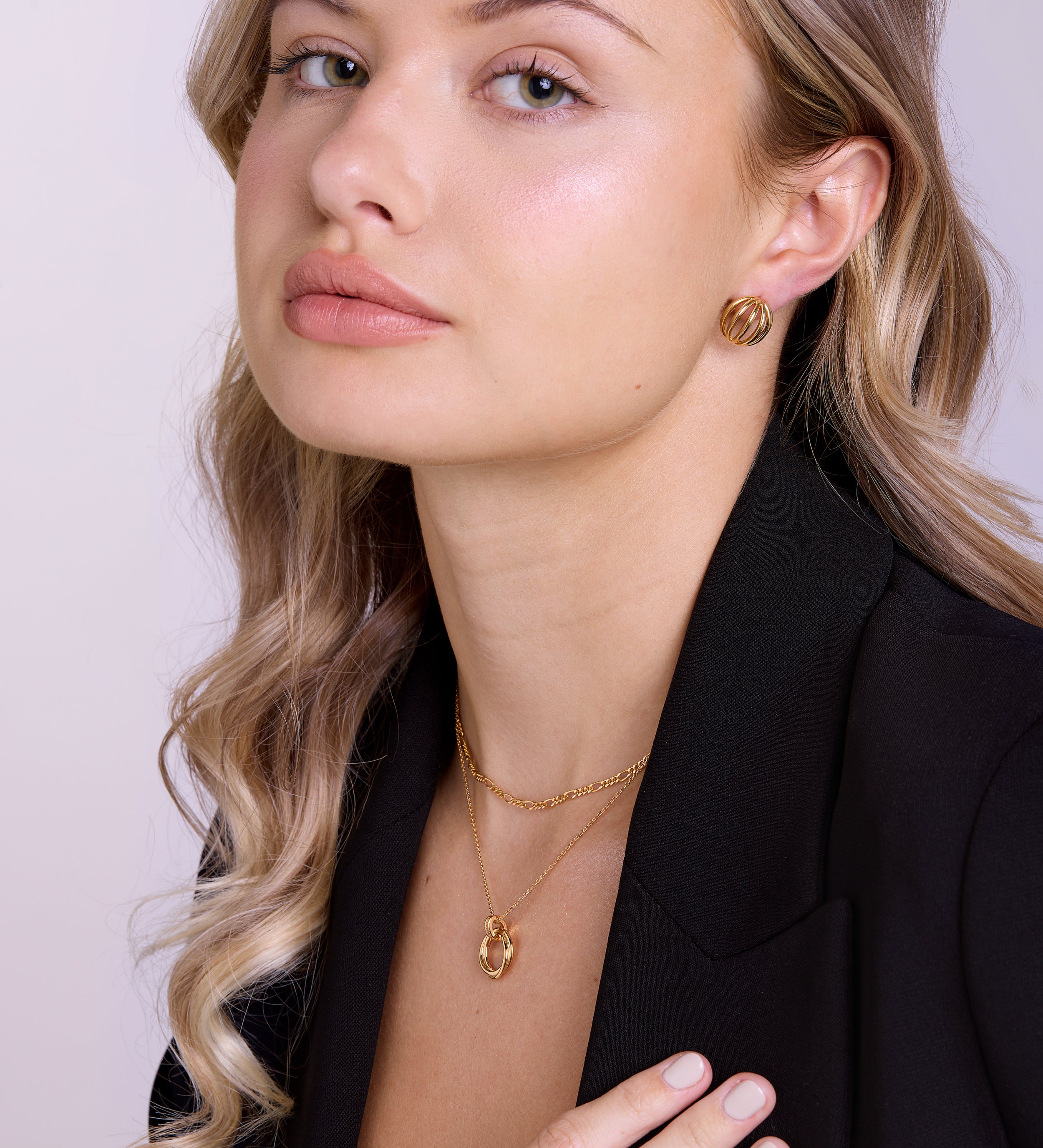 Caged Stud Earrings in Gold