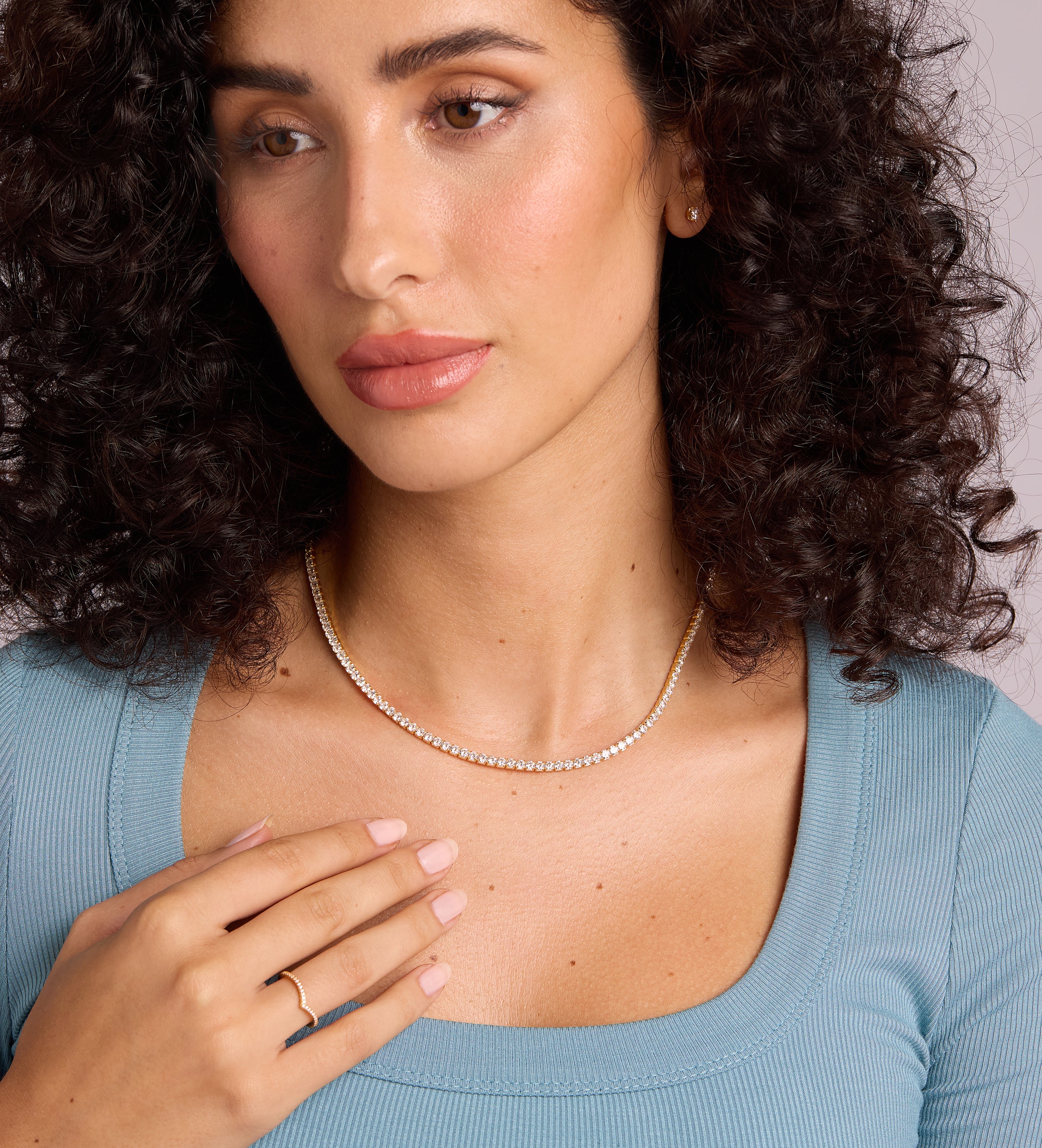 Tennis Necklace in Gold