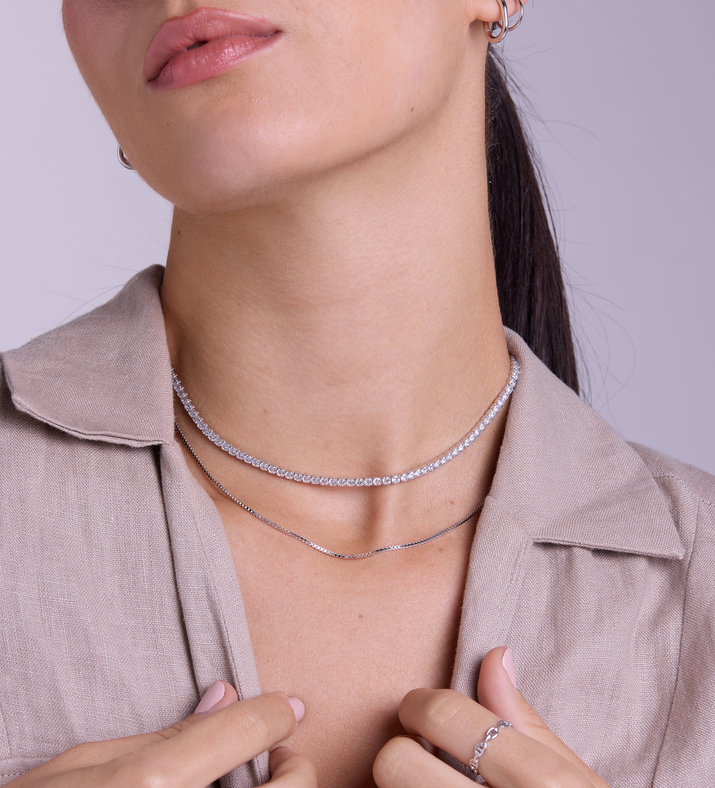 Tennis Necklace in Silver