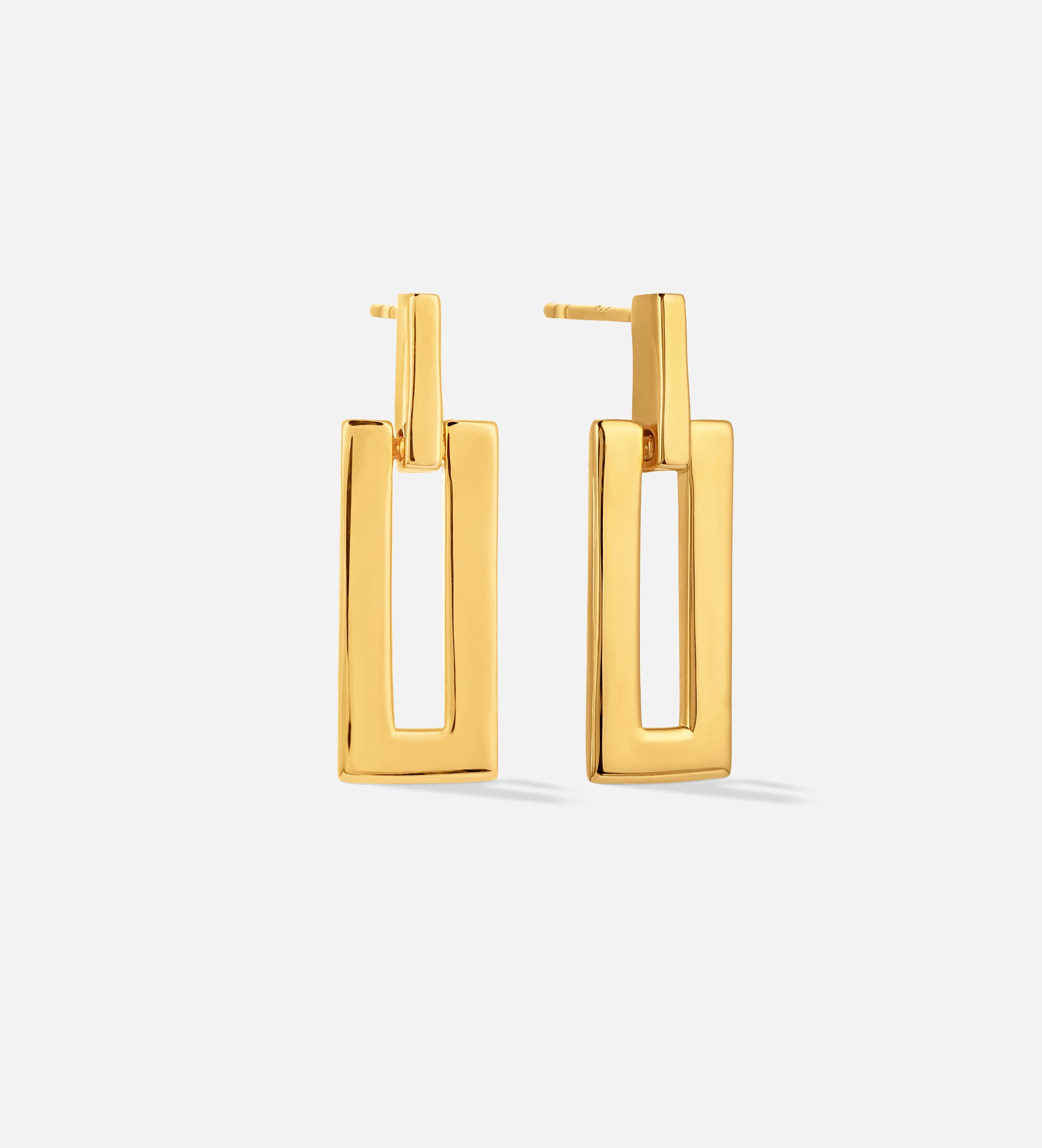 Rectangle Drop Earrings in Gold