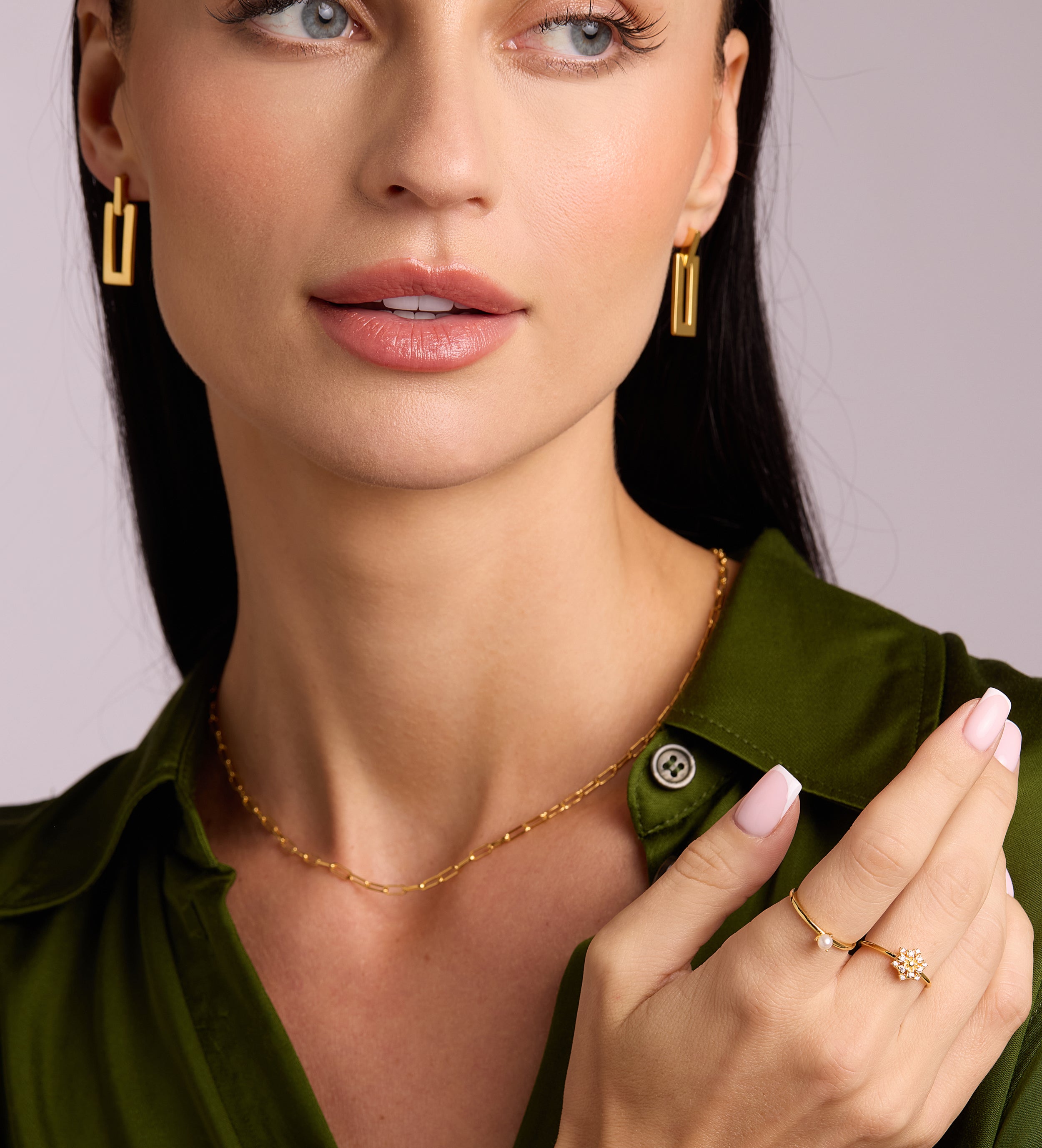 Rectangle Drop Earrings in Gold