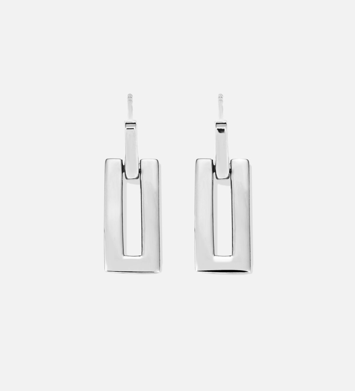 Rectangle Drop Earrings in Rhodium Plating on 925 Silver - Ash & Harry