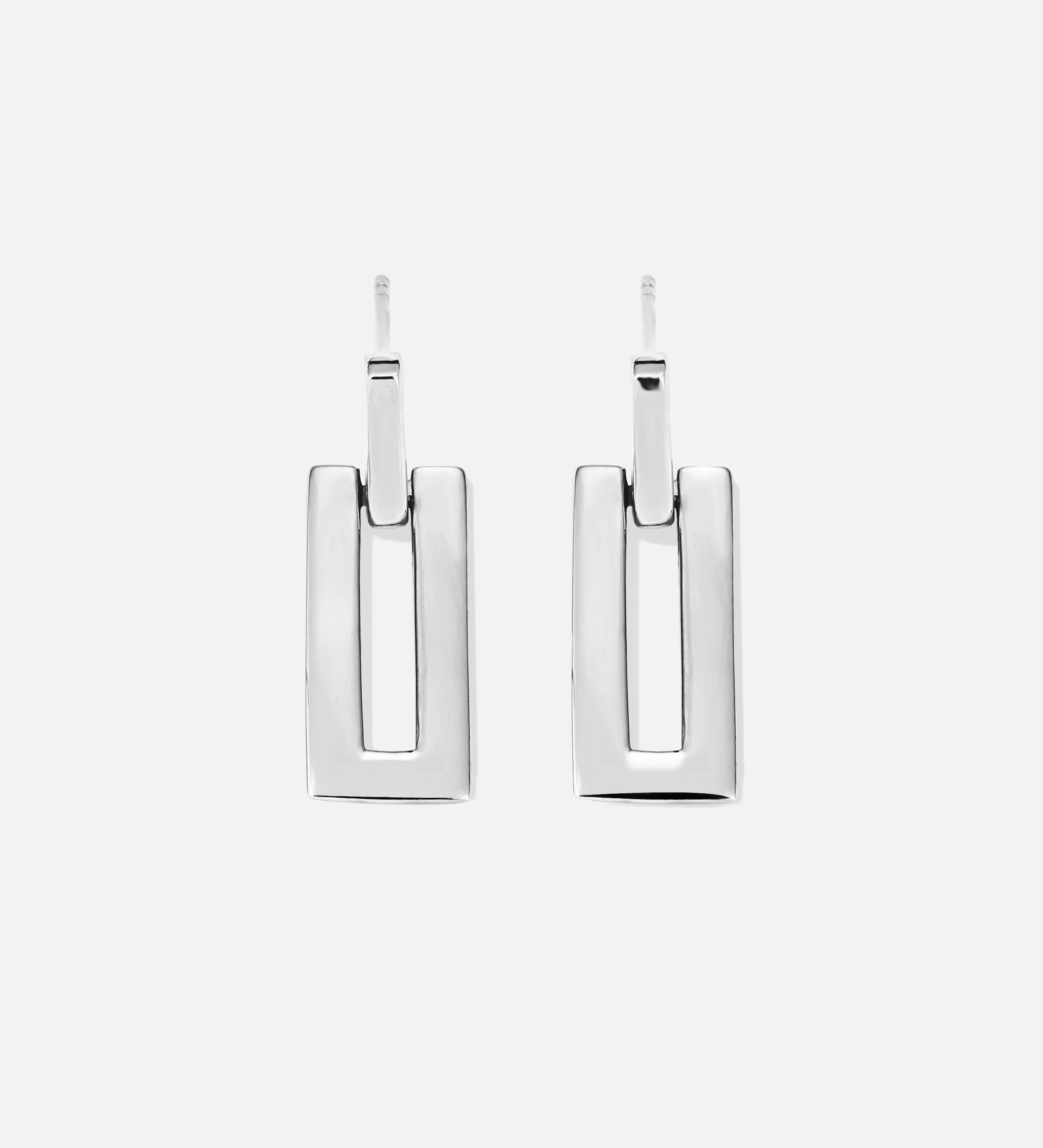 Rectangle Drop Earrings in Silver