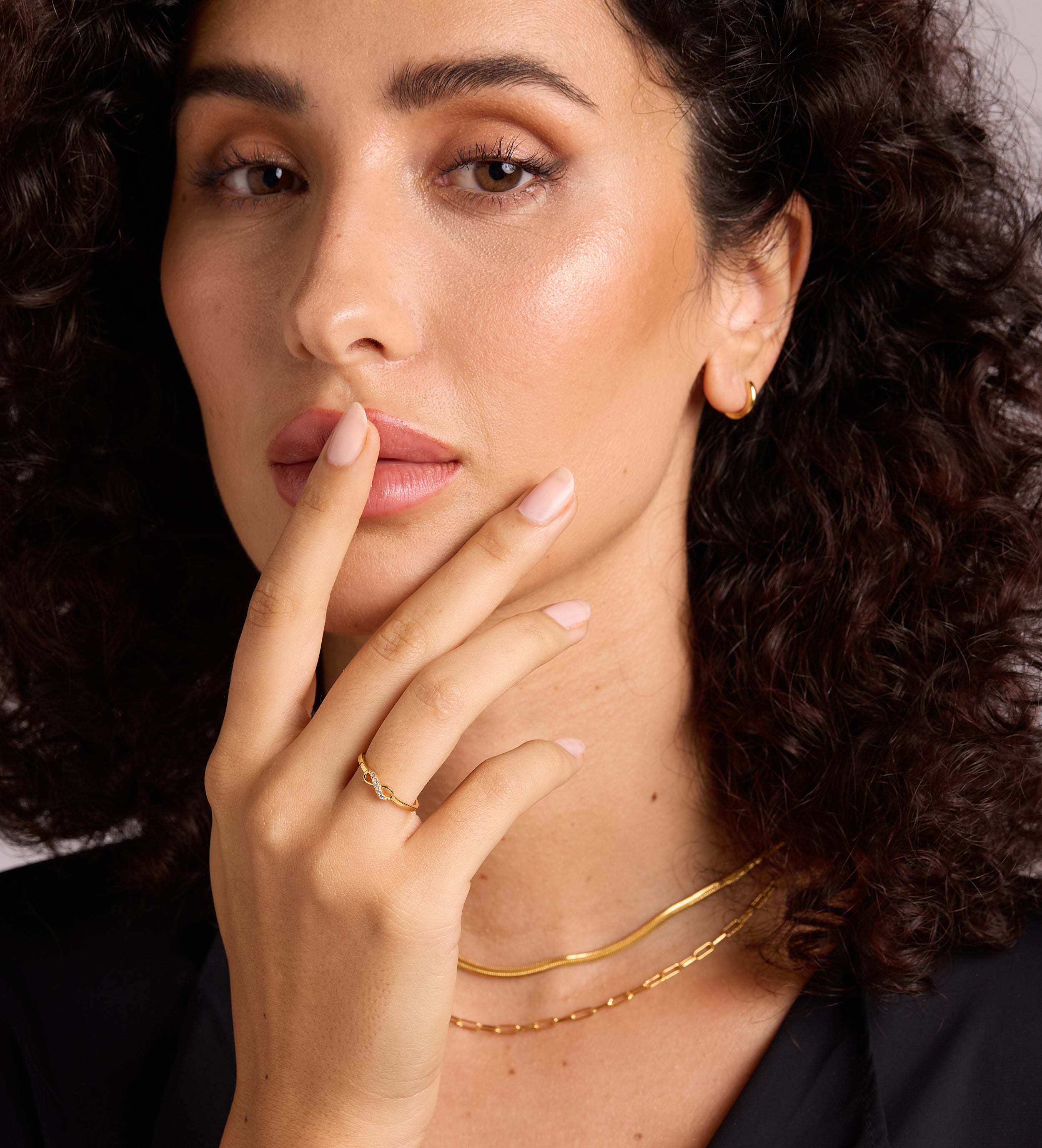 Mini Infinity Pave Ring in Gold