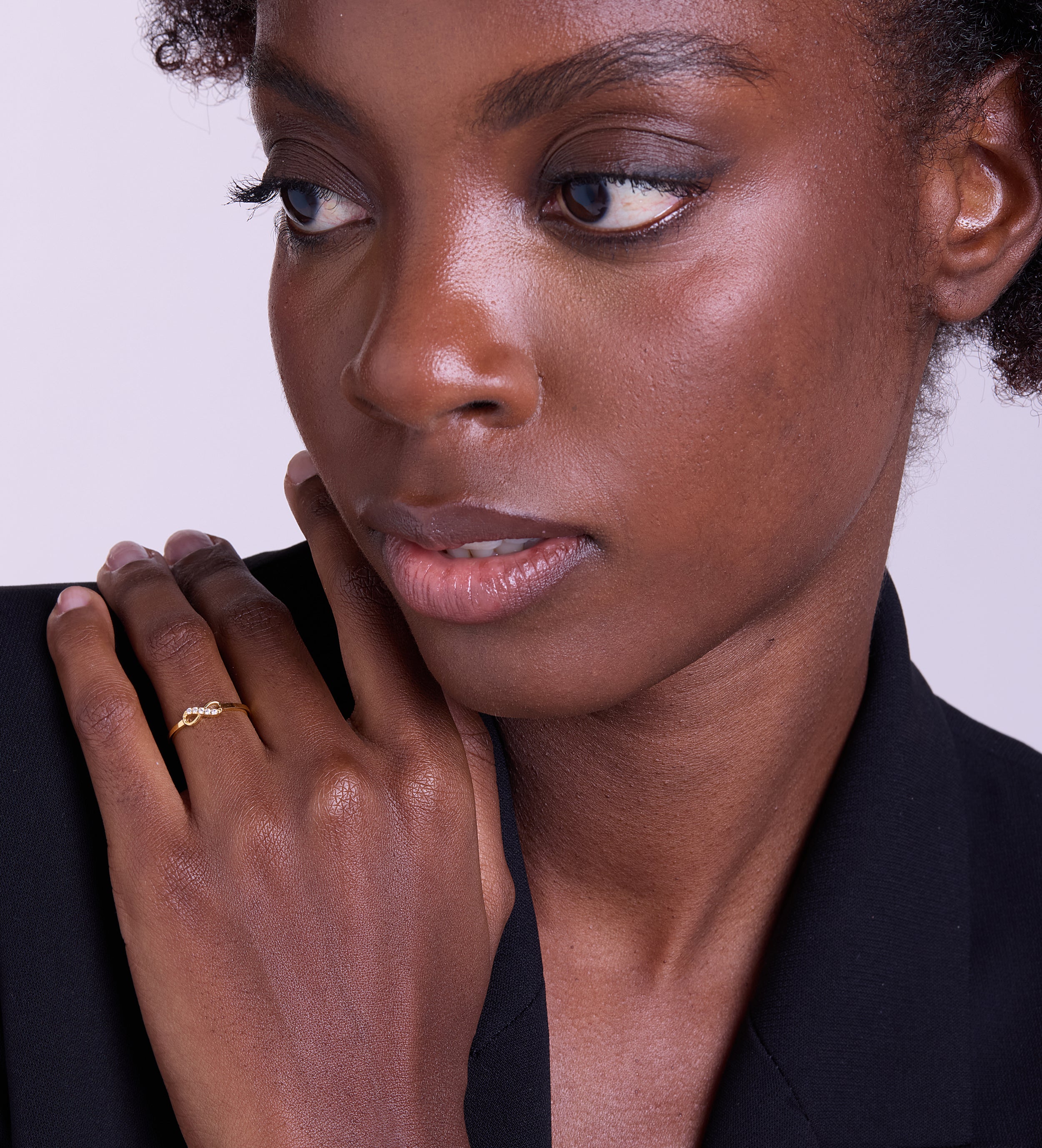 Mini Infinity Pave Ring in Gold