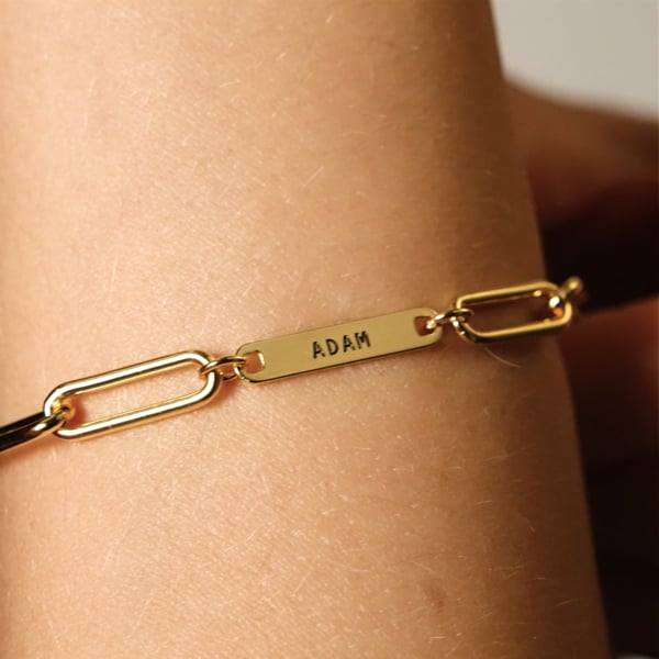 Paperclip Chain Name Bracelet - 18K Gold Vermeil
