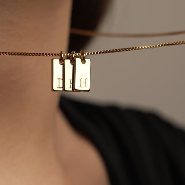 Tag Initial Necklace - 18K Rose Gold Vermeil