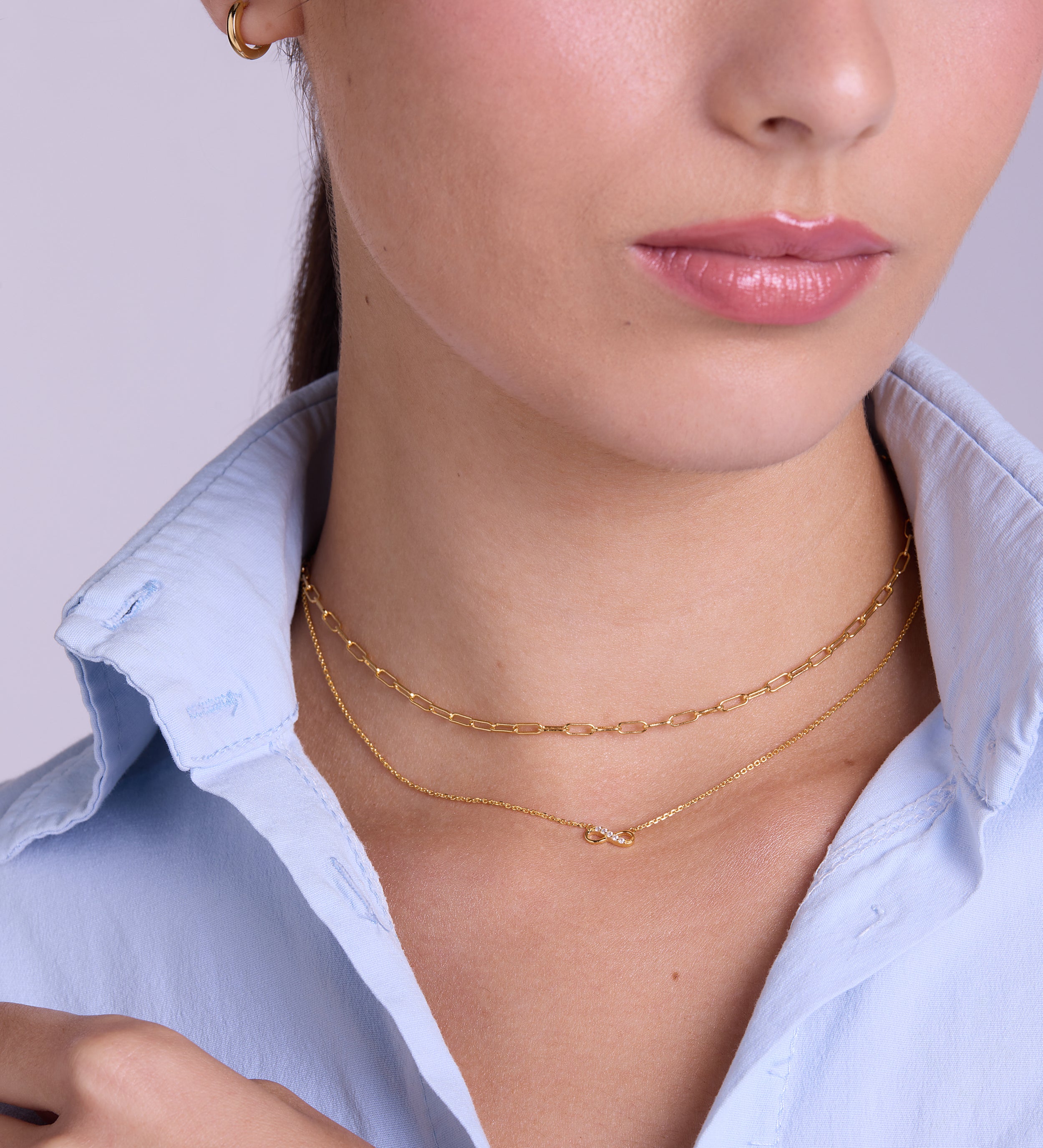 Mini Infinity Pave Necklace in Gold