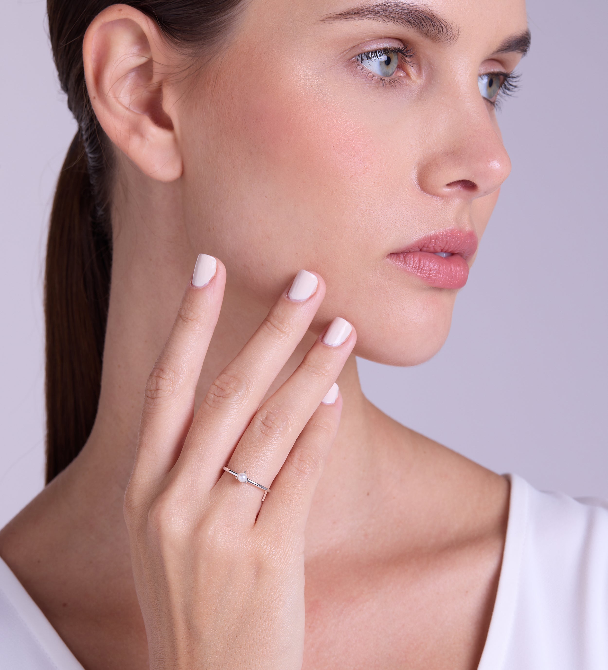 Pearl Stacker Ring in Silver