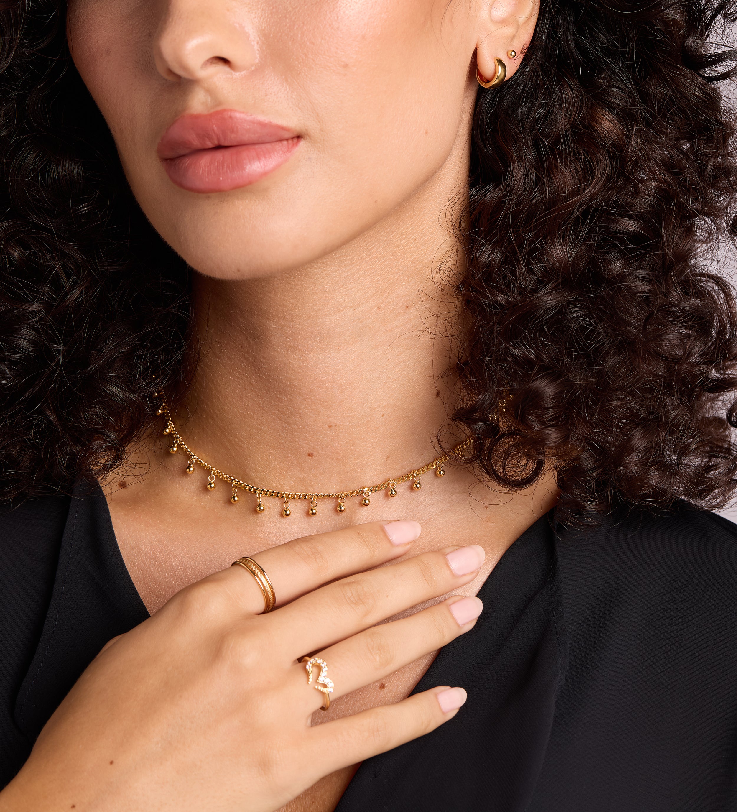 Textured Triple Stacking Ring in Gold