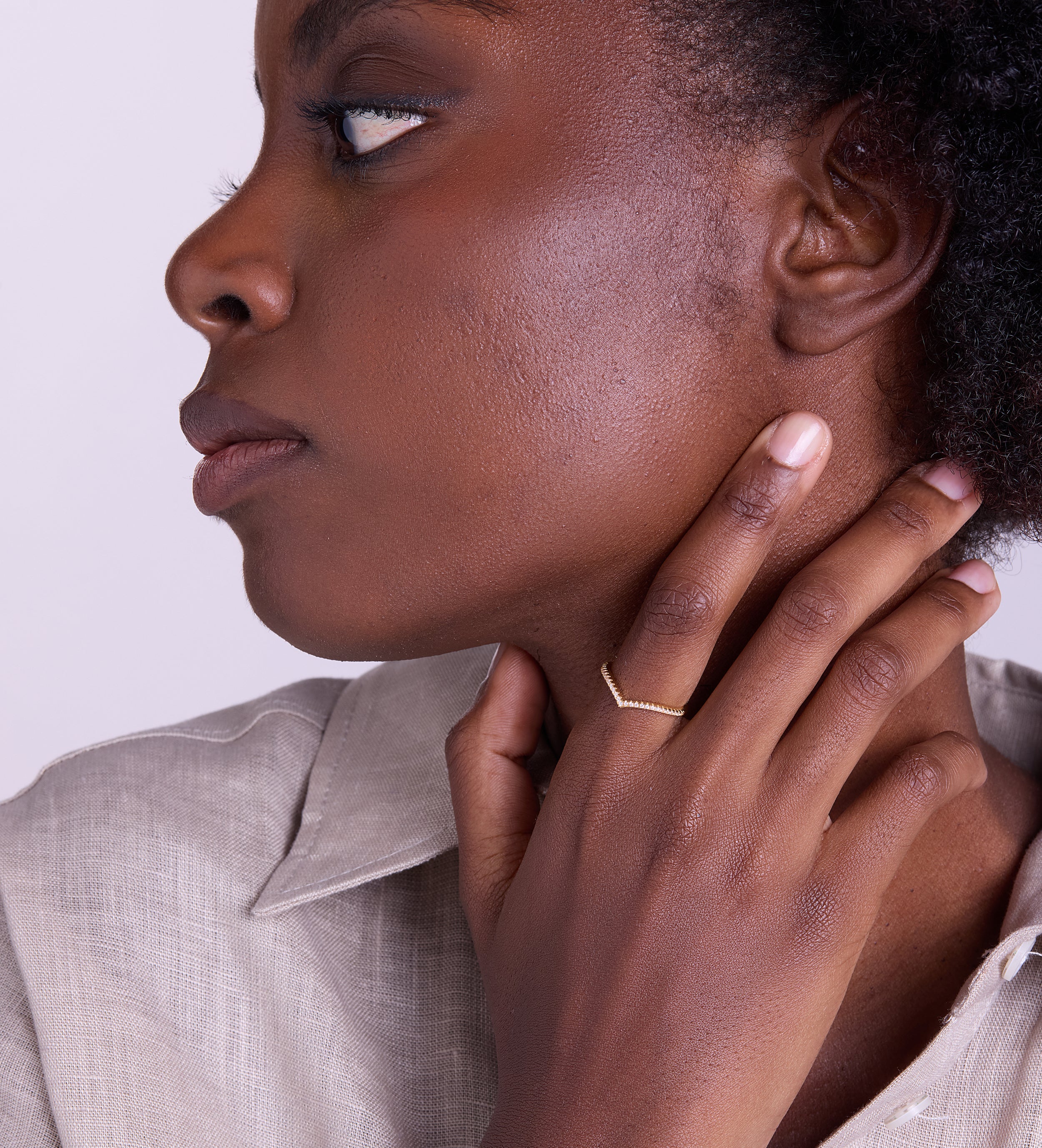 Pave Wishbone Ring in Gold