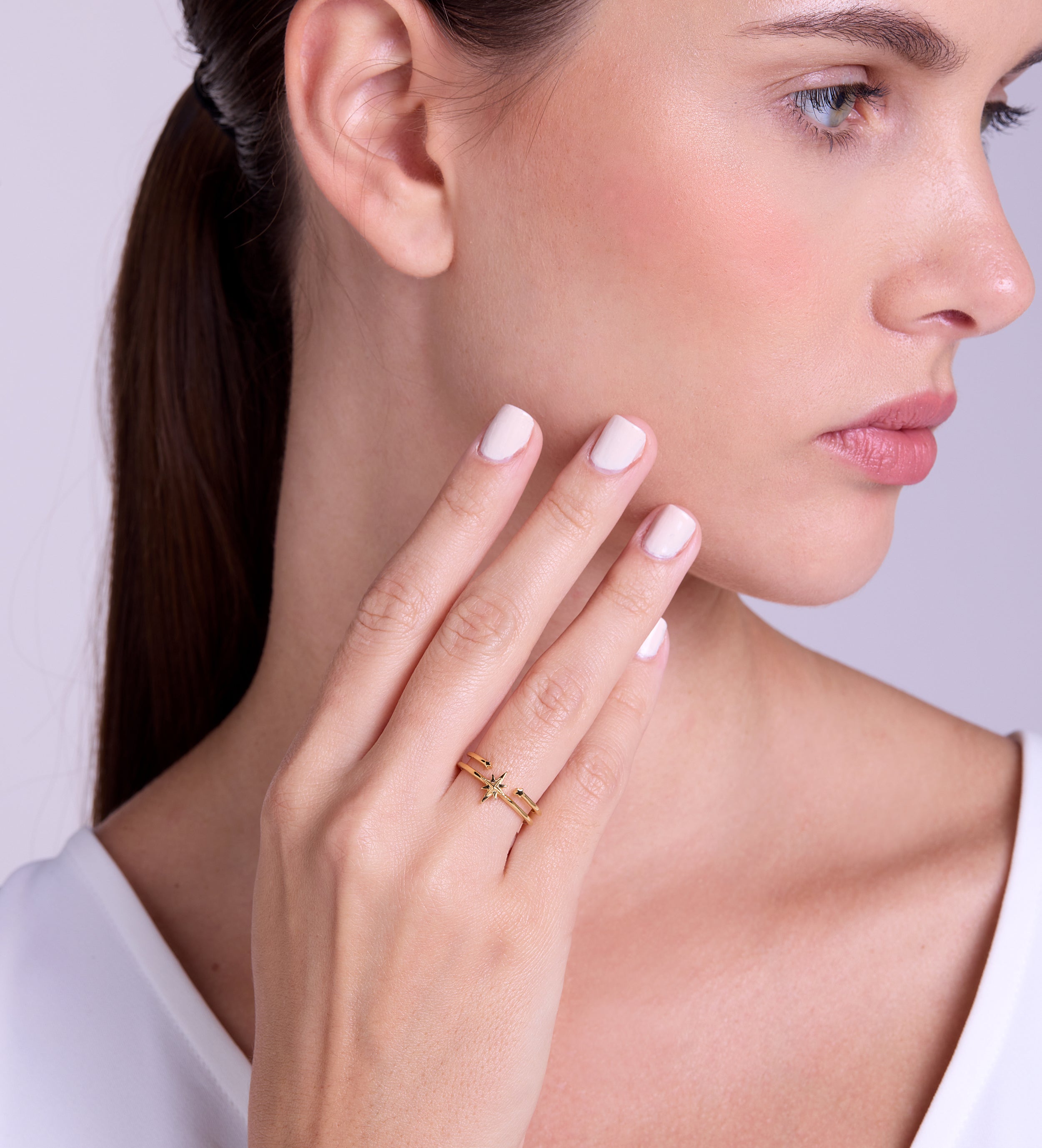 Double Band Starburst Ring in Gold