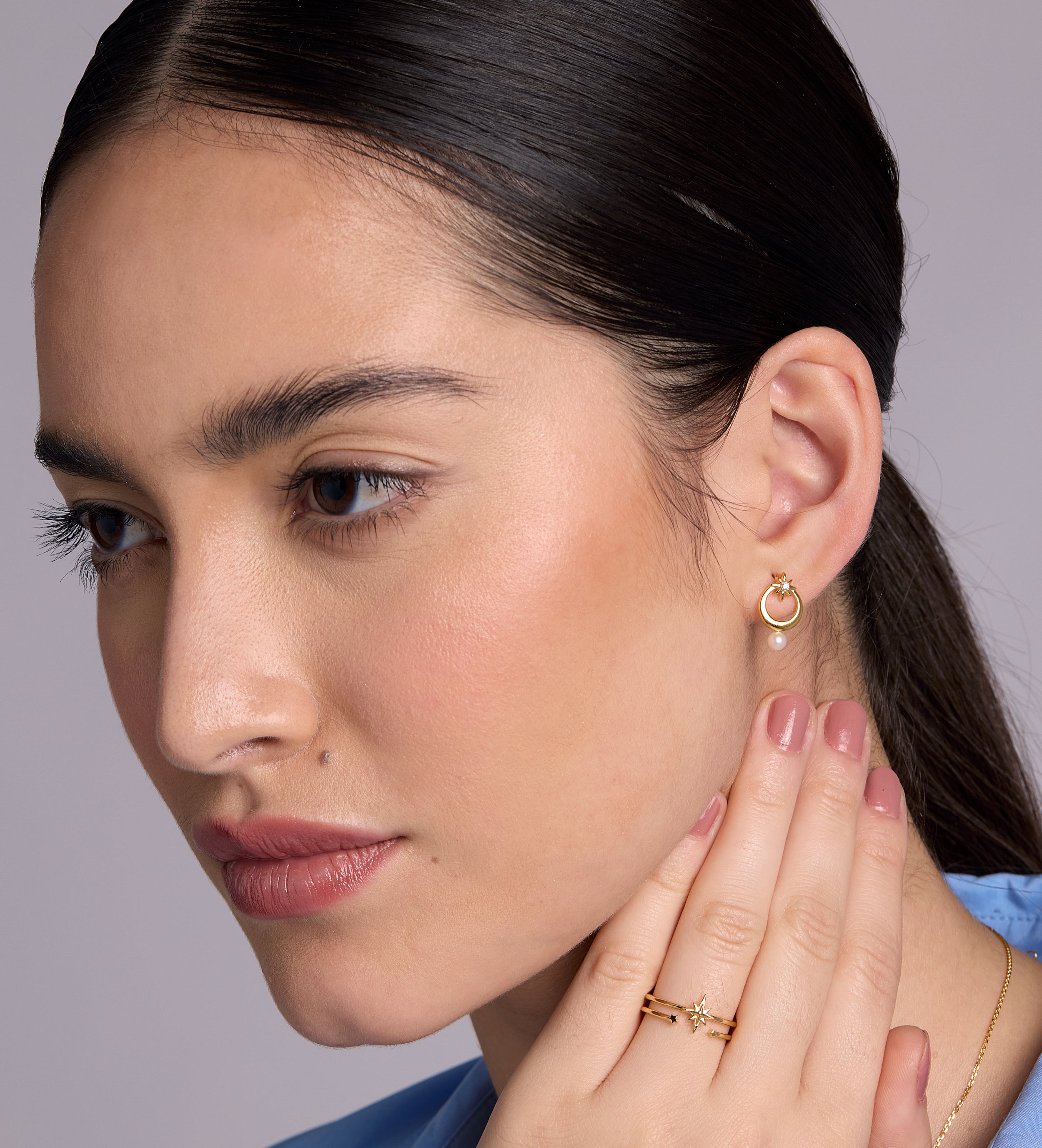 Double Band Starburst Ring in Gold