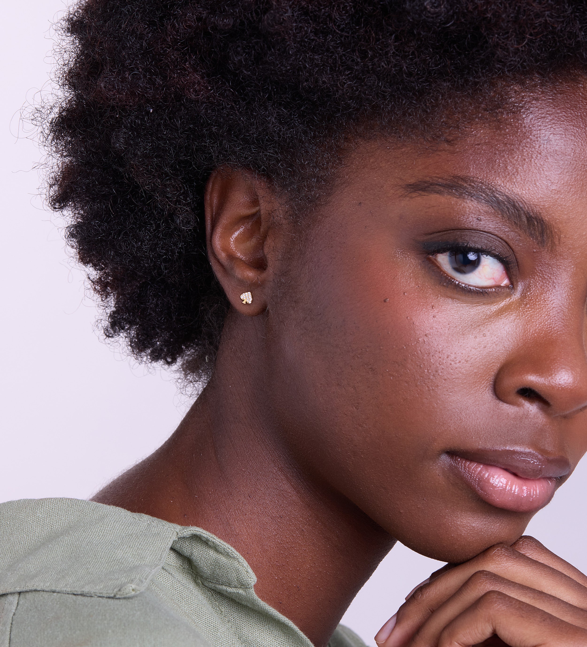 Pave Spade Earrings in Gold