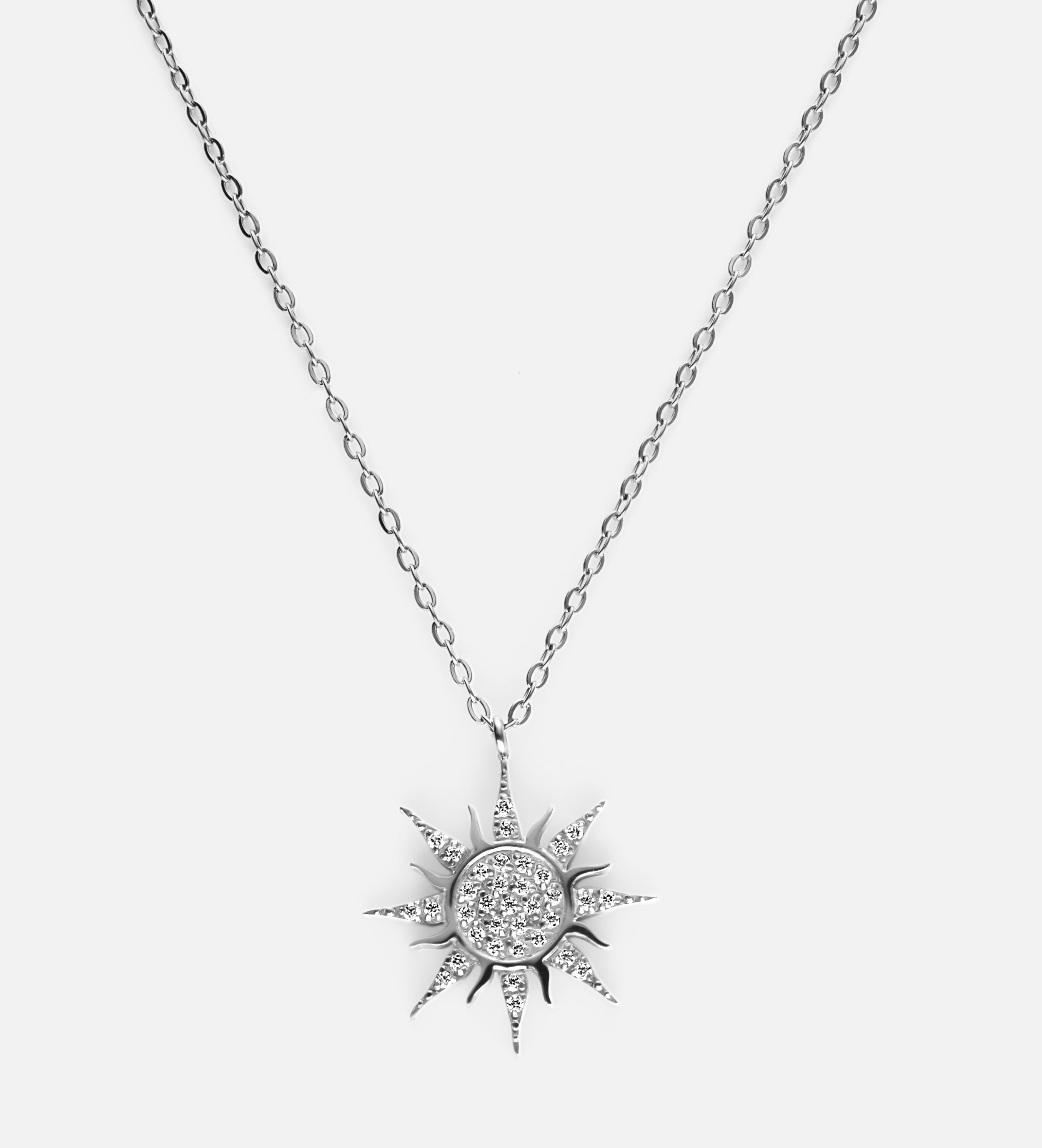 Aura Sunburst Necklace in Silver