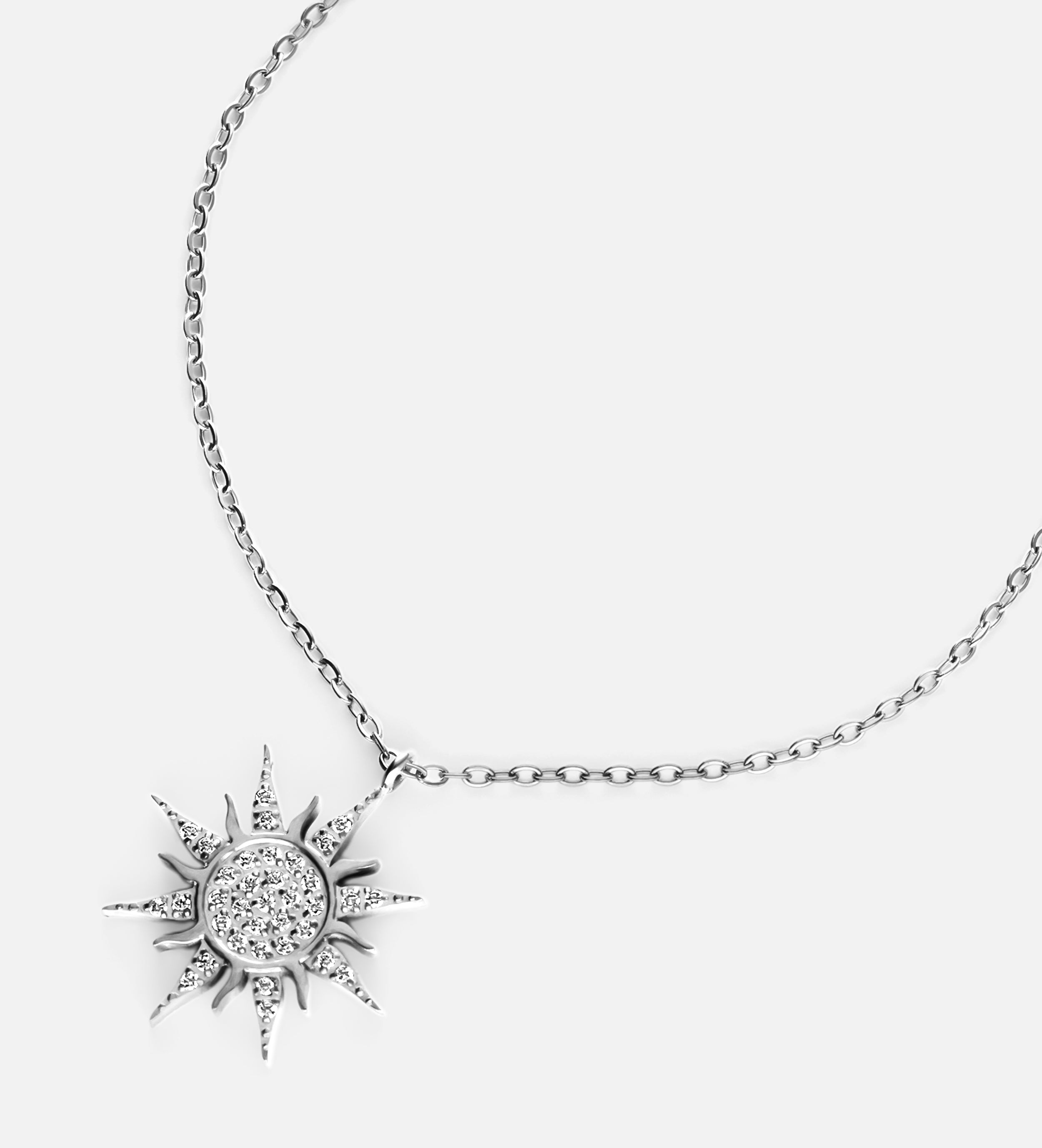 Aura Sunburst Necklace in Silver