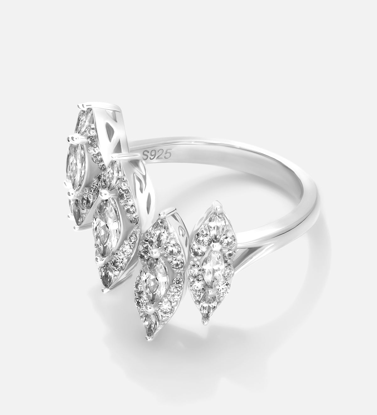 Aurelia Marquise Ring in 925 Silver with High - Quality White Simulated Diamonds - Ash & Harry