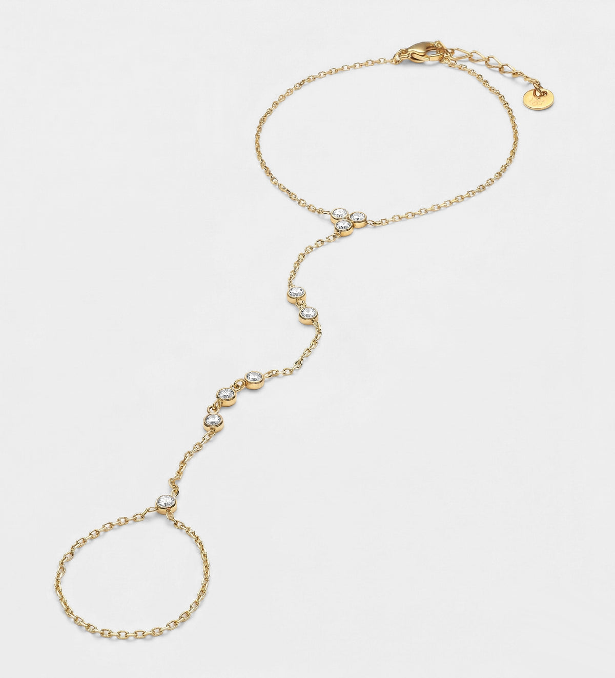 Aurora Line Hand Chain in Gold With High Quality Simulated Diamonds - Ash & Harry