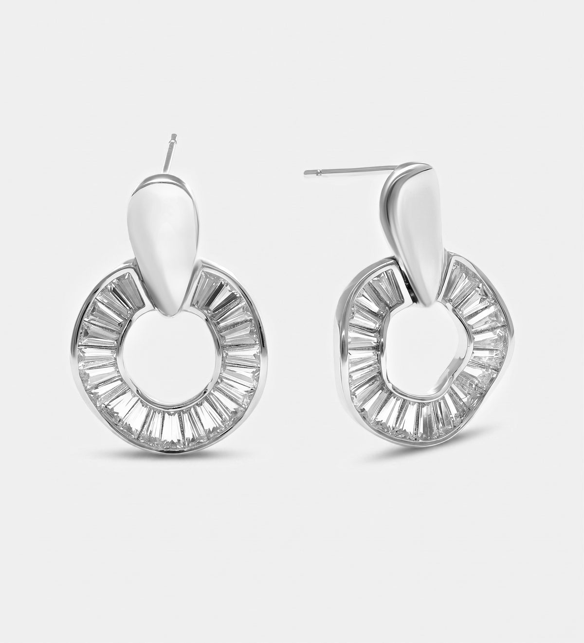 Baguette Halo Drop Earrings With High Quality Simulated Diamonds - Ash & Harry
