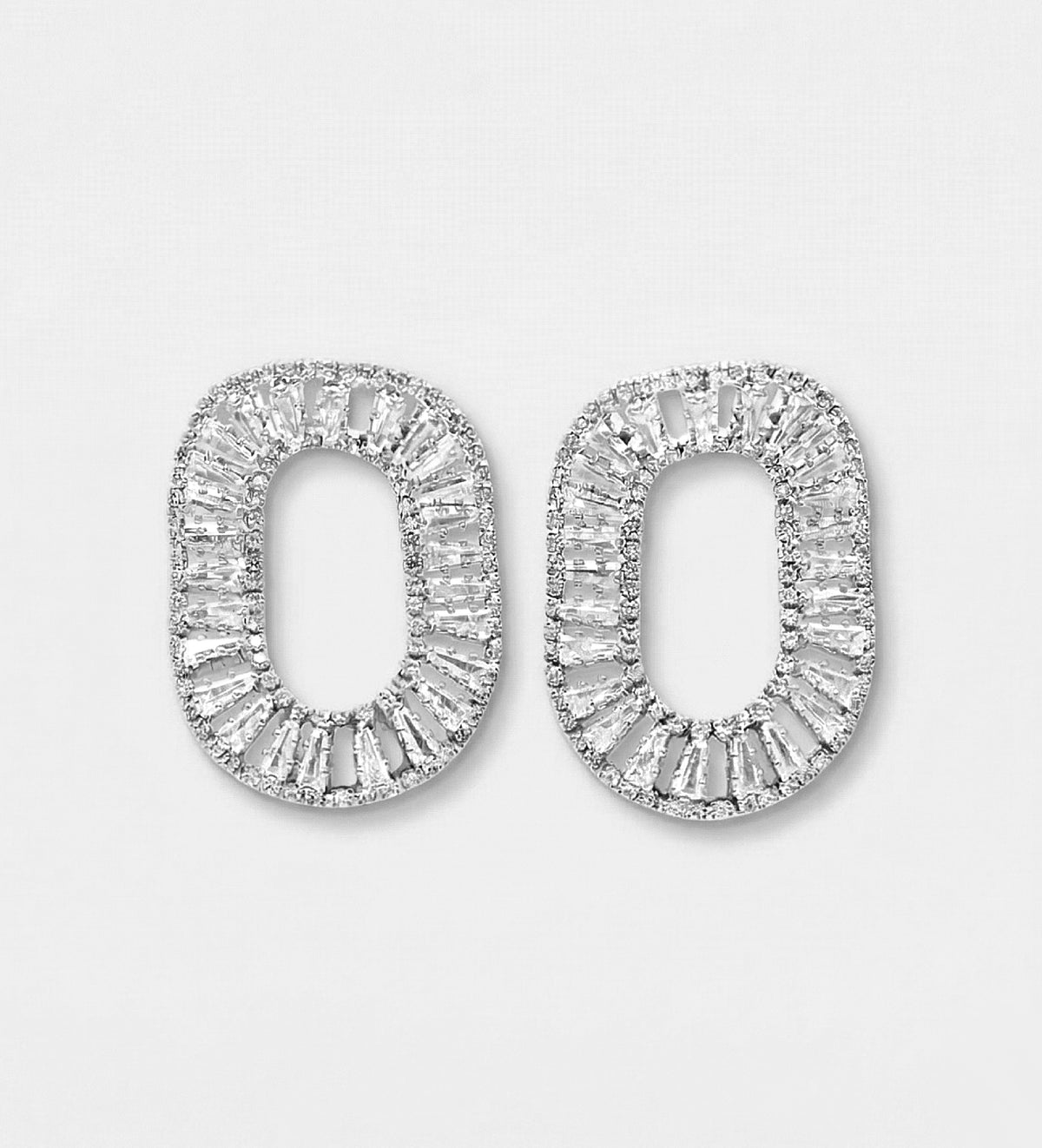 Baguette Oval Drop Earrings With High Quality Simulated Diamonds - Ash & Harry