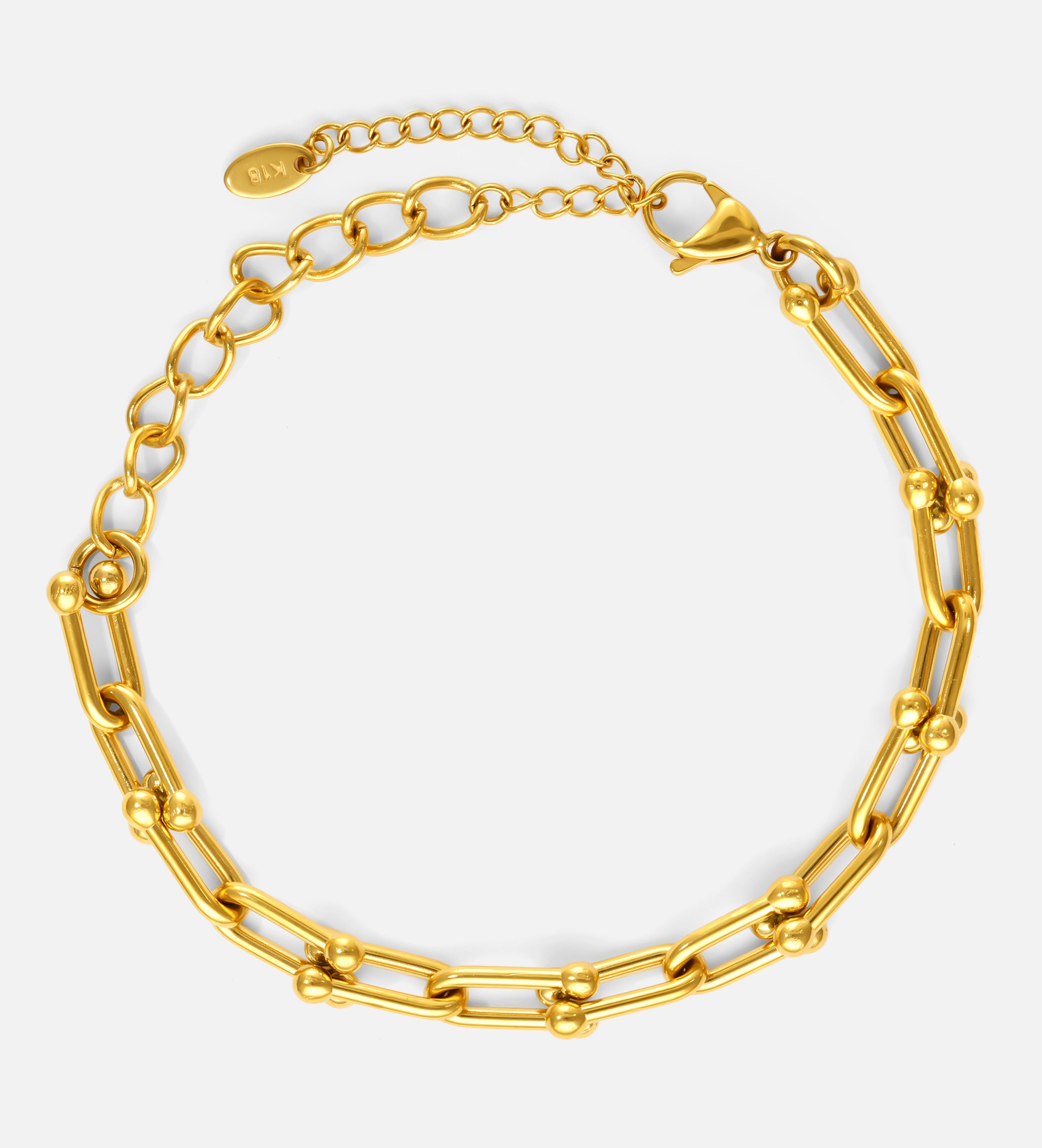 Beaded Link Chain Bracelet In Gold