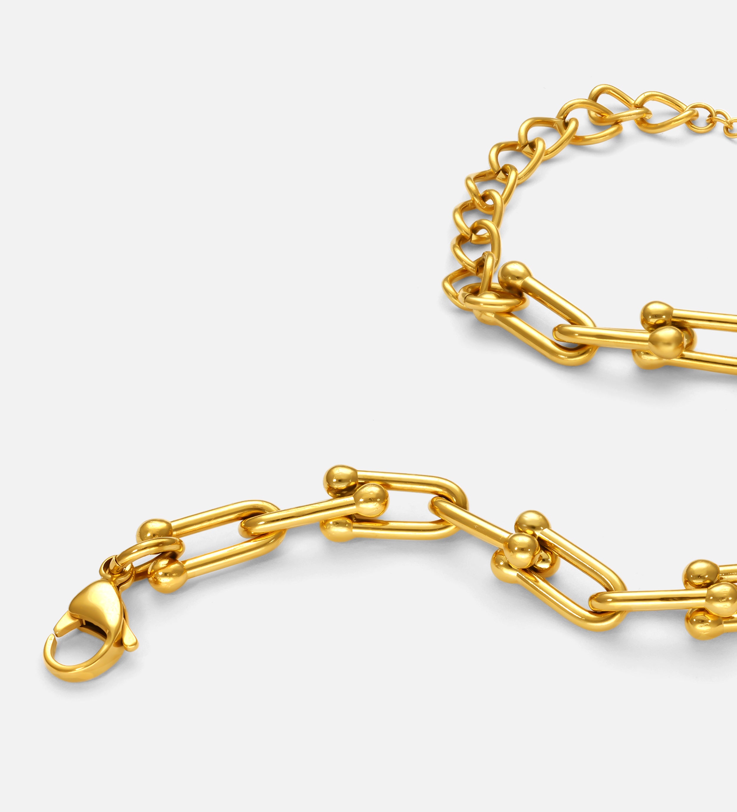 Beaded Link Chain Bracelet In Gold