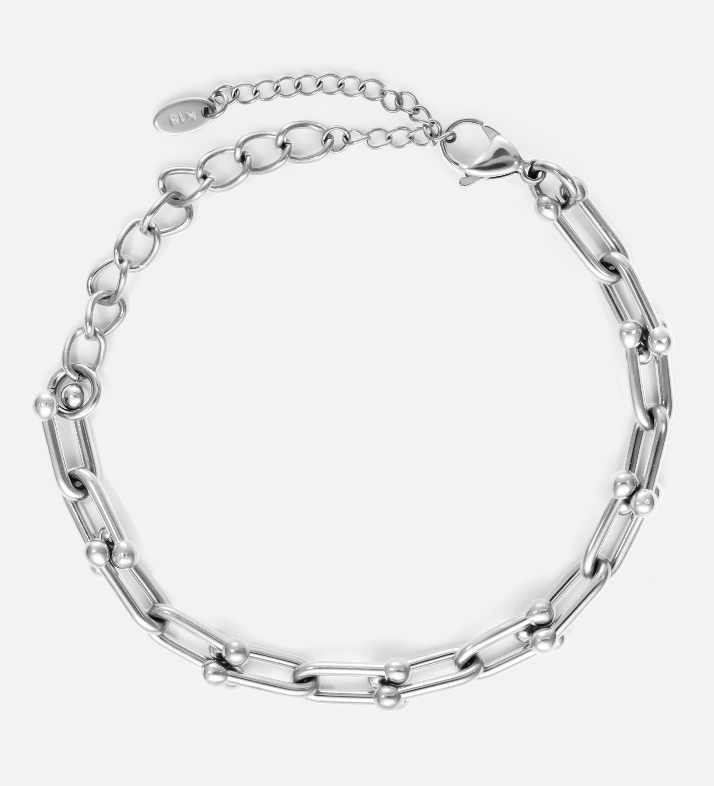 Beaded Link Chain Bracelet In Silver