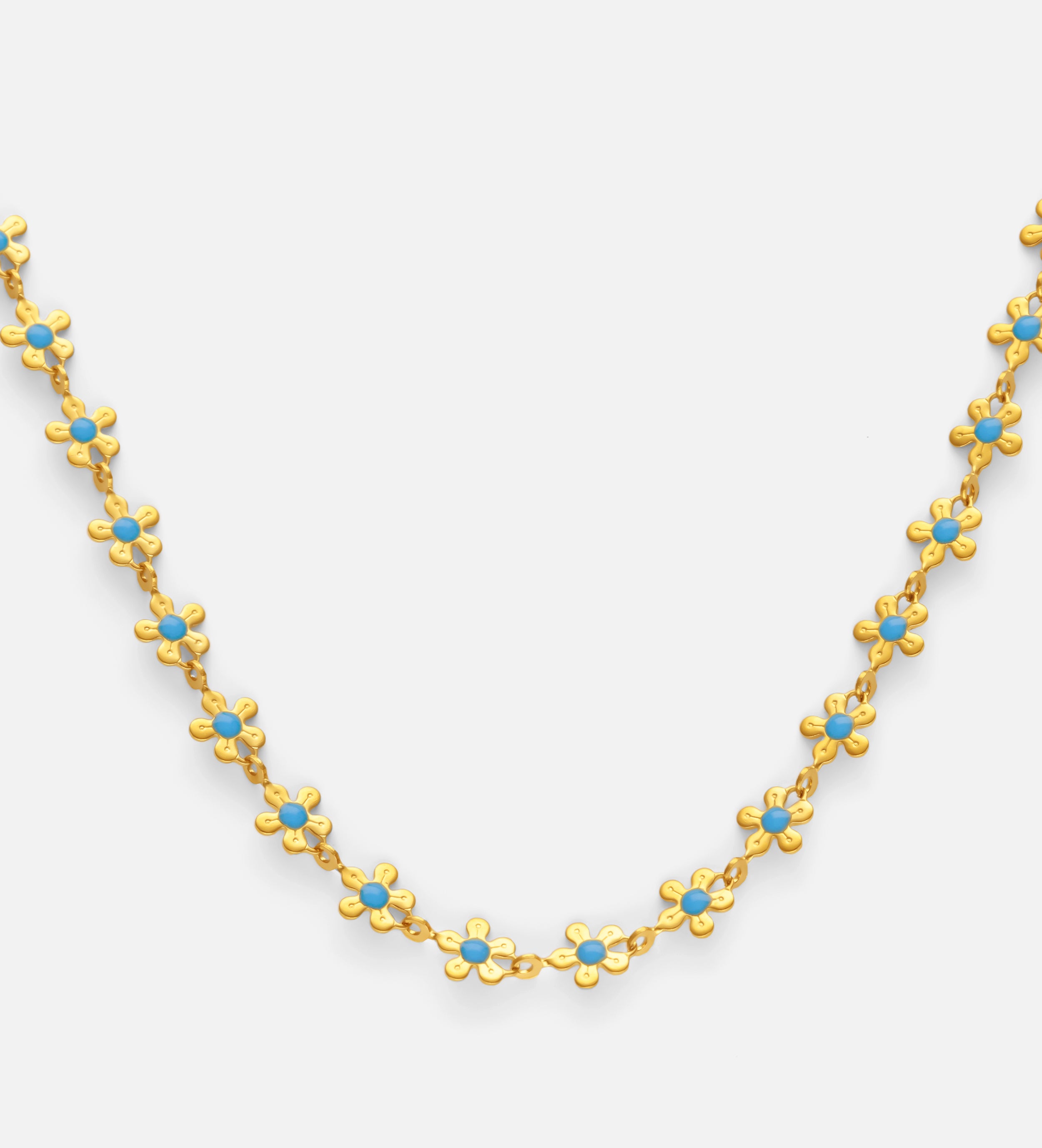 Blue Daisy Chain Necklace