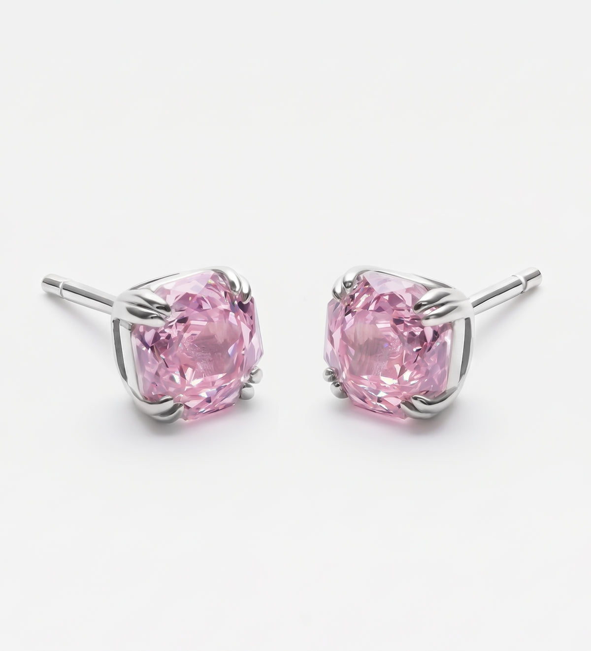 Blushing Rose Glow Studs in 925 Silver with High - Quality Pink Simulated Diamond - Ash & Harry
