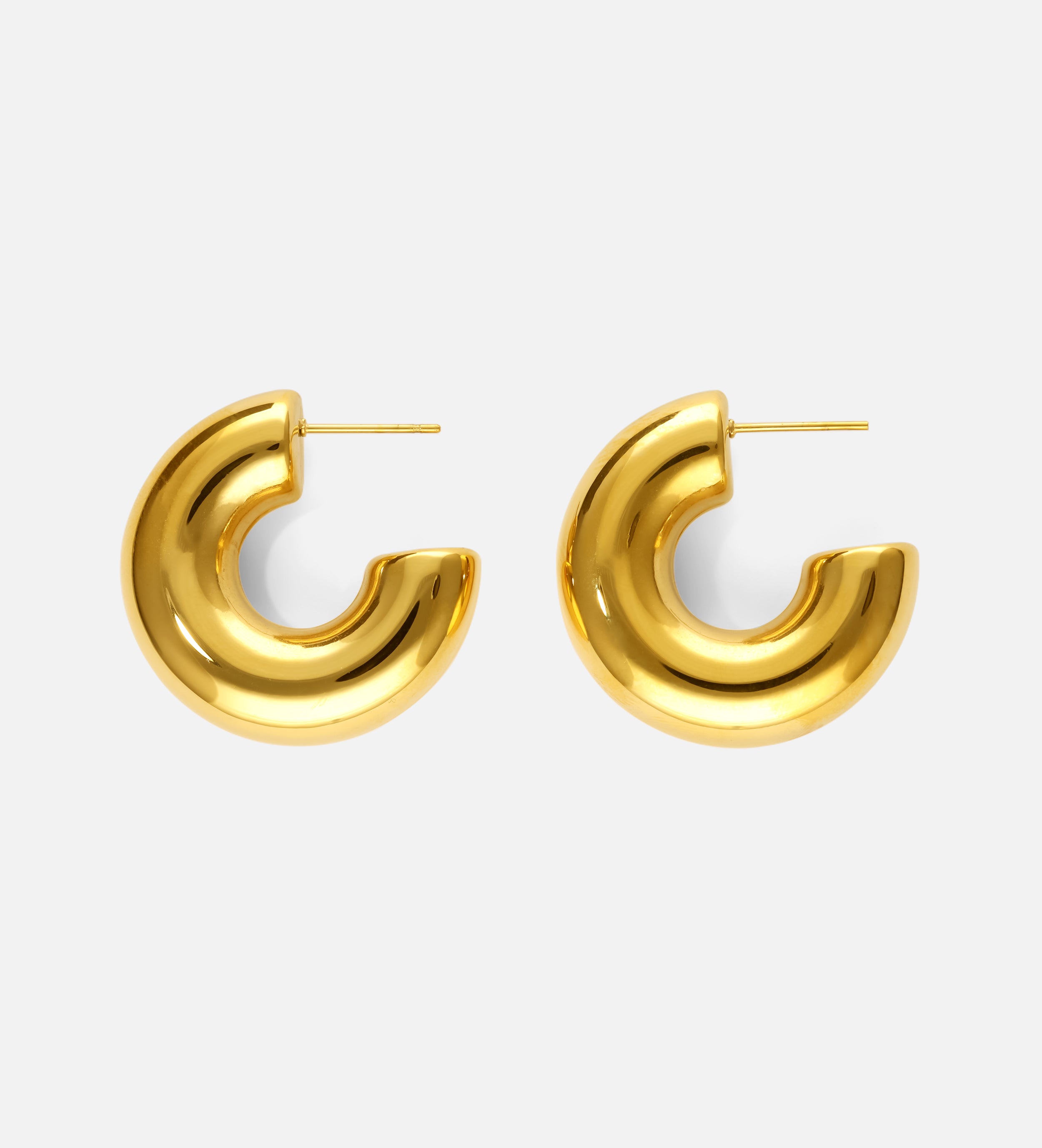 Bold Crescent Hoops in Gold