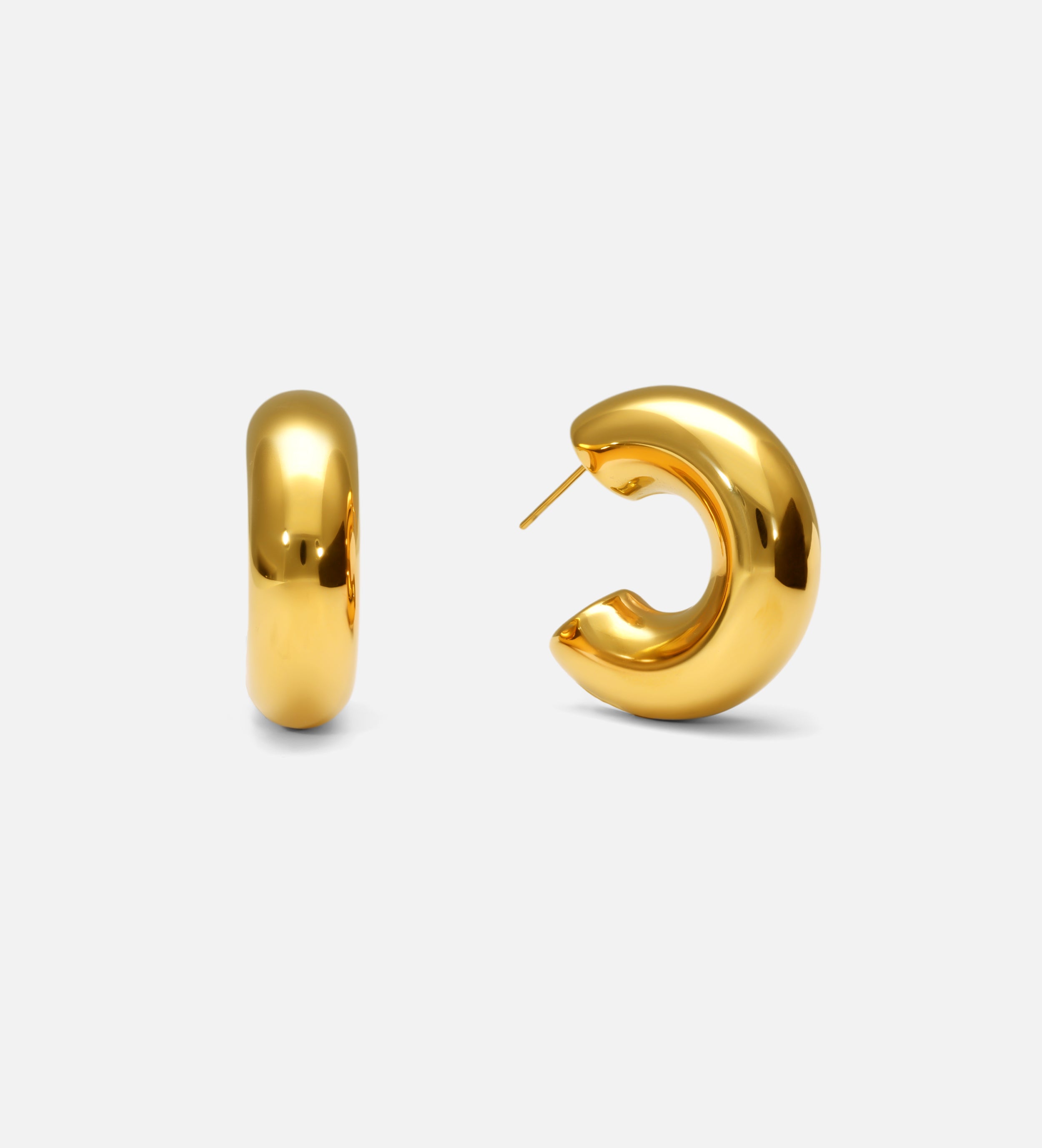 Bold Crescent Hoops in Gold