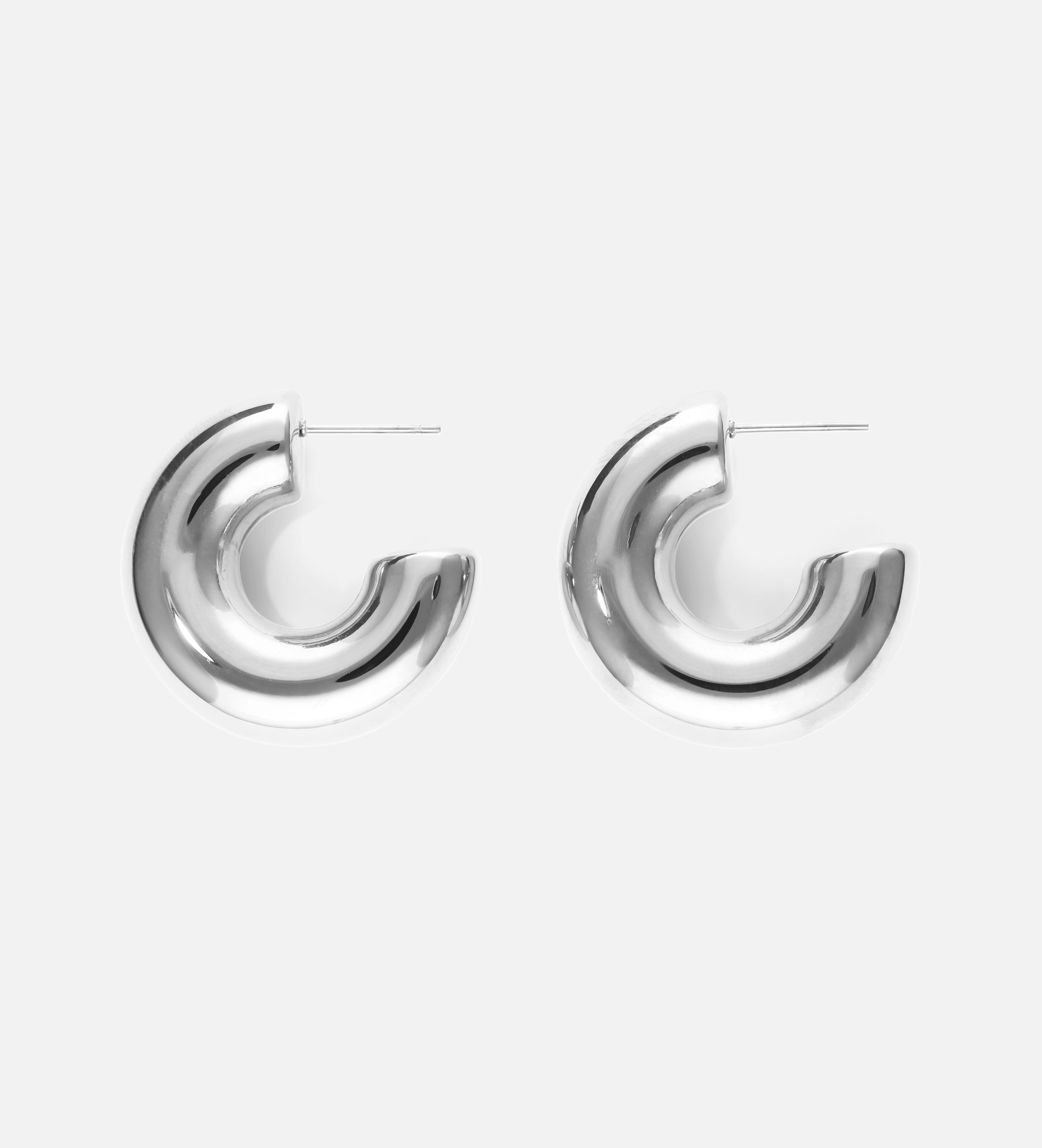 Bold Crescent Hoops in Silver
