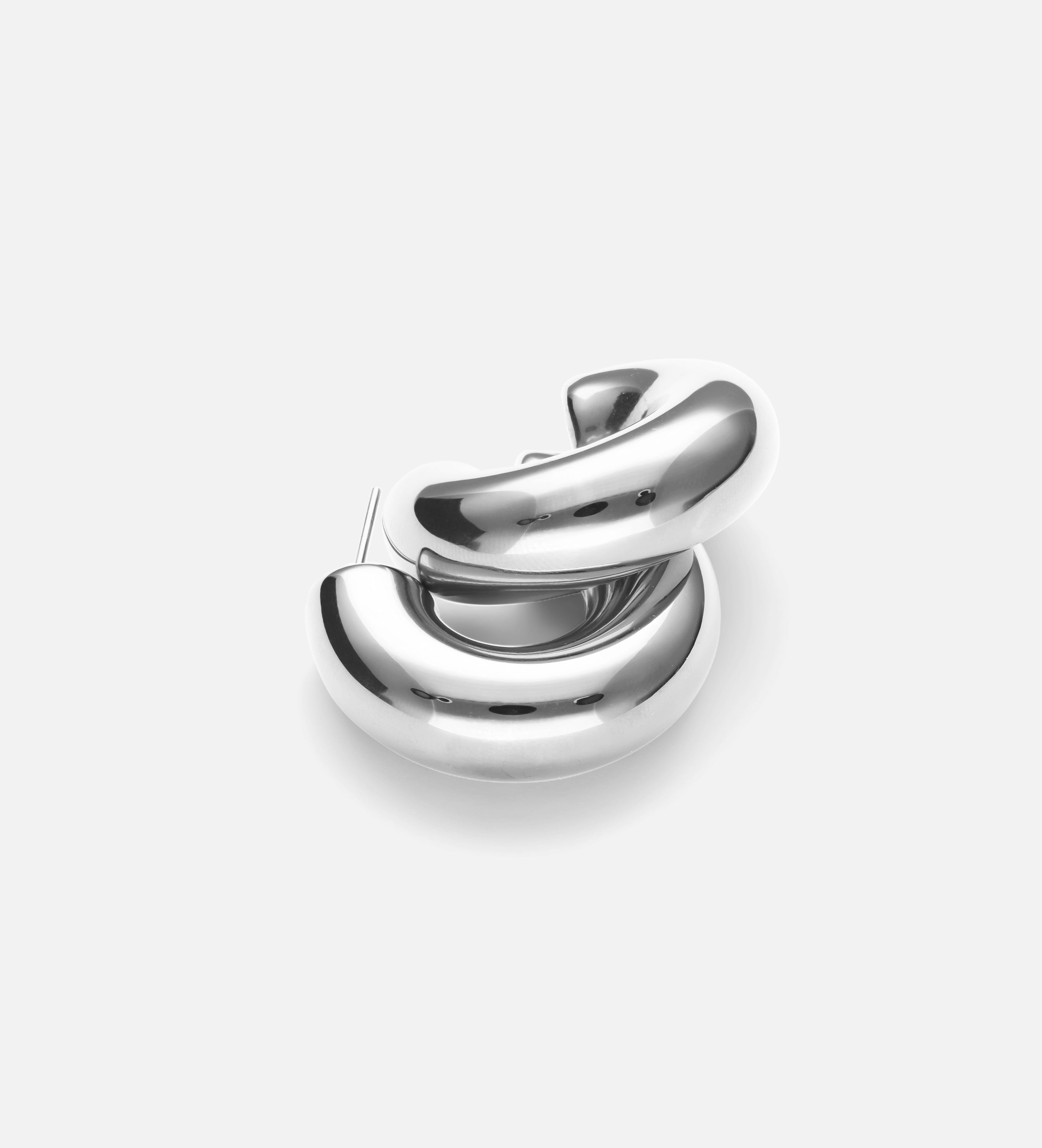 Bold Crescent Hoops in Silver