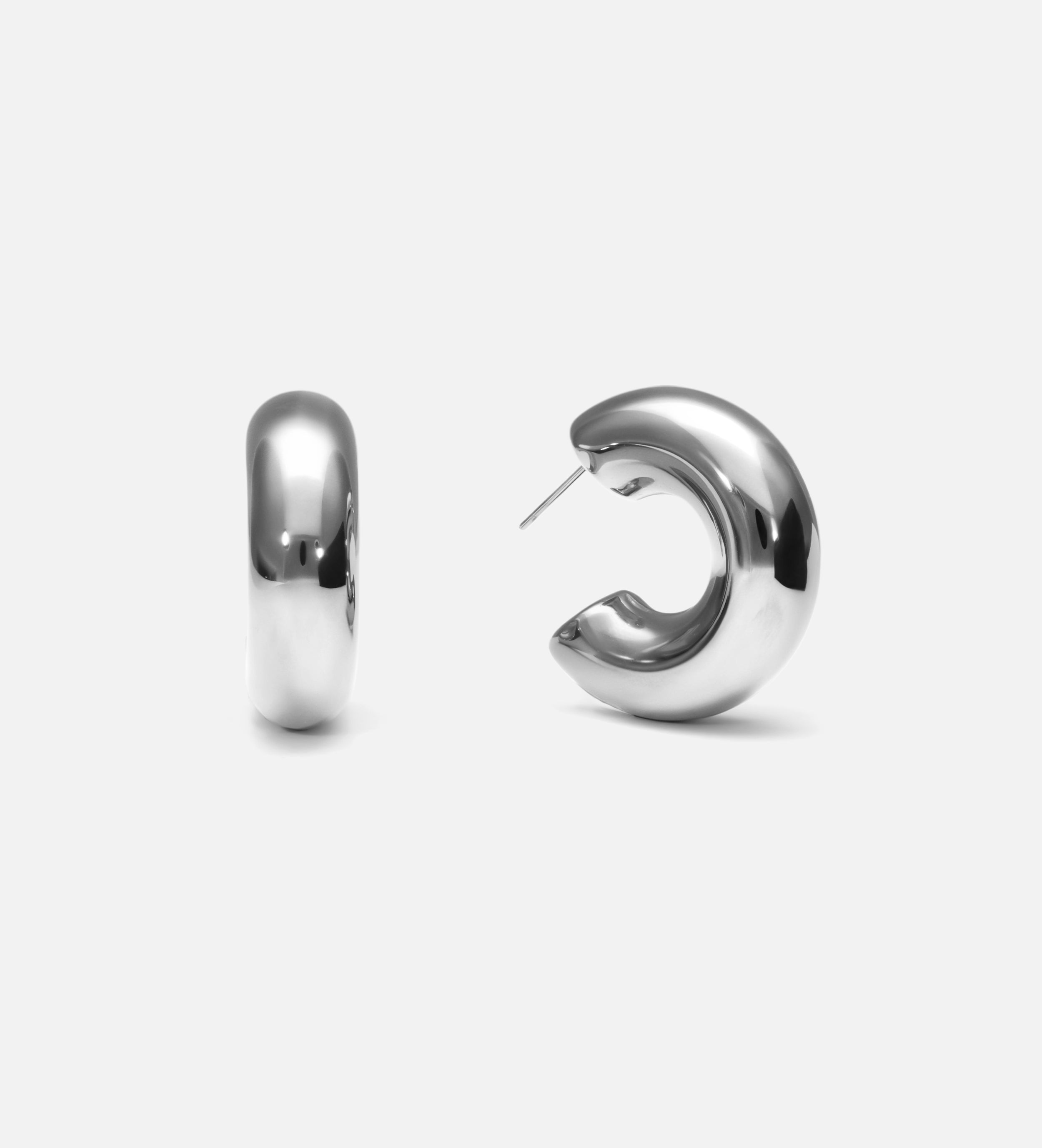 Bold Crescent Hoops in Silver
