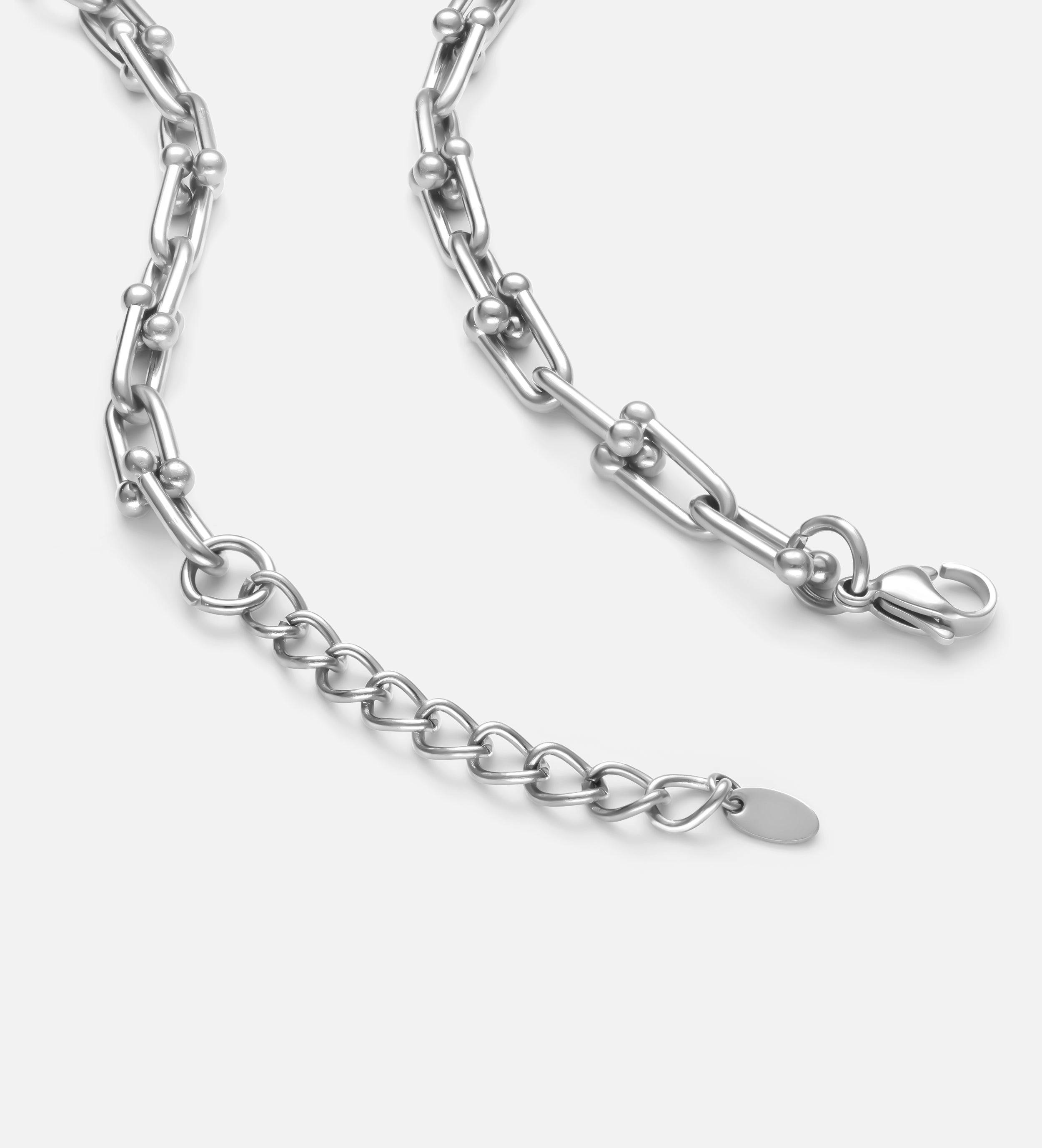 Bold Orb Linked Chain Necklace in Silver