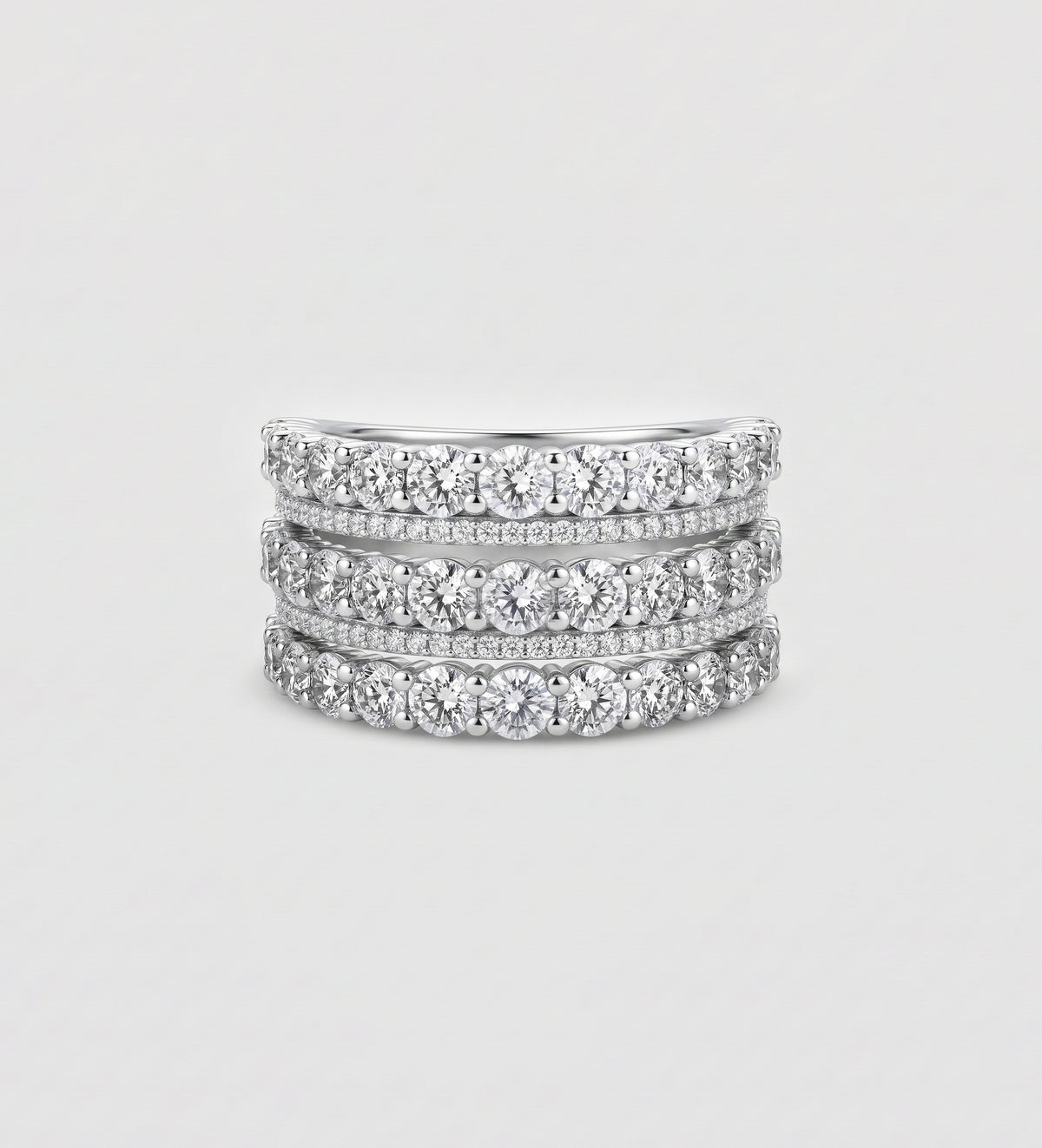 Brilliance Stack Ring in 925 Silver with High - Quality Simulated Diamonds - Ash & Harry