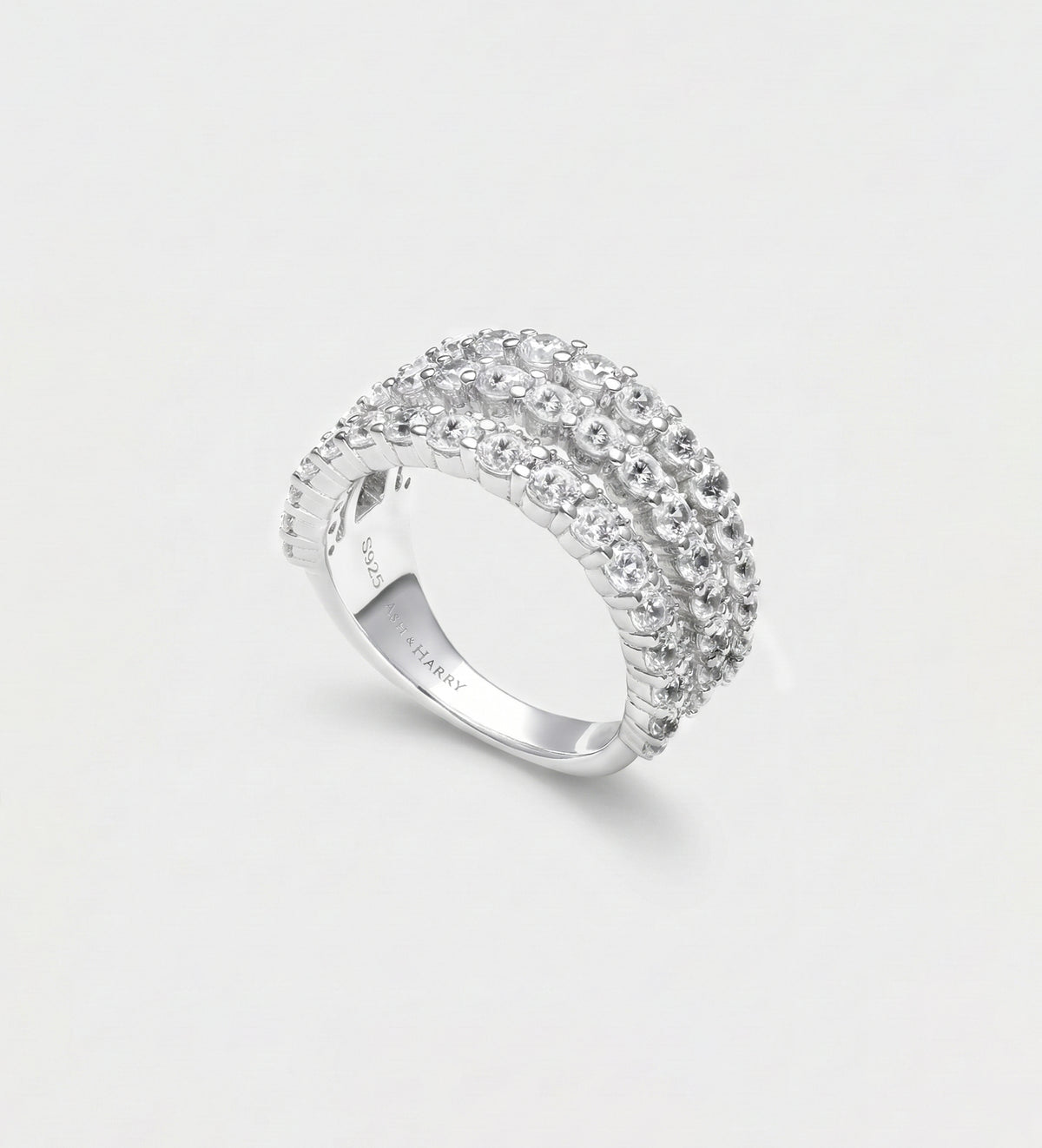 Brilliance Stack Ring in 925 Silver with High - Quality Simulated Diamonds - Ash & Harry