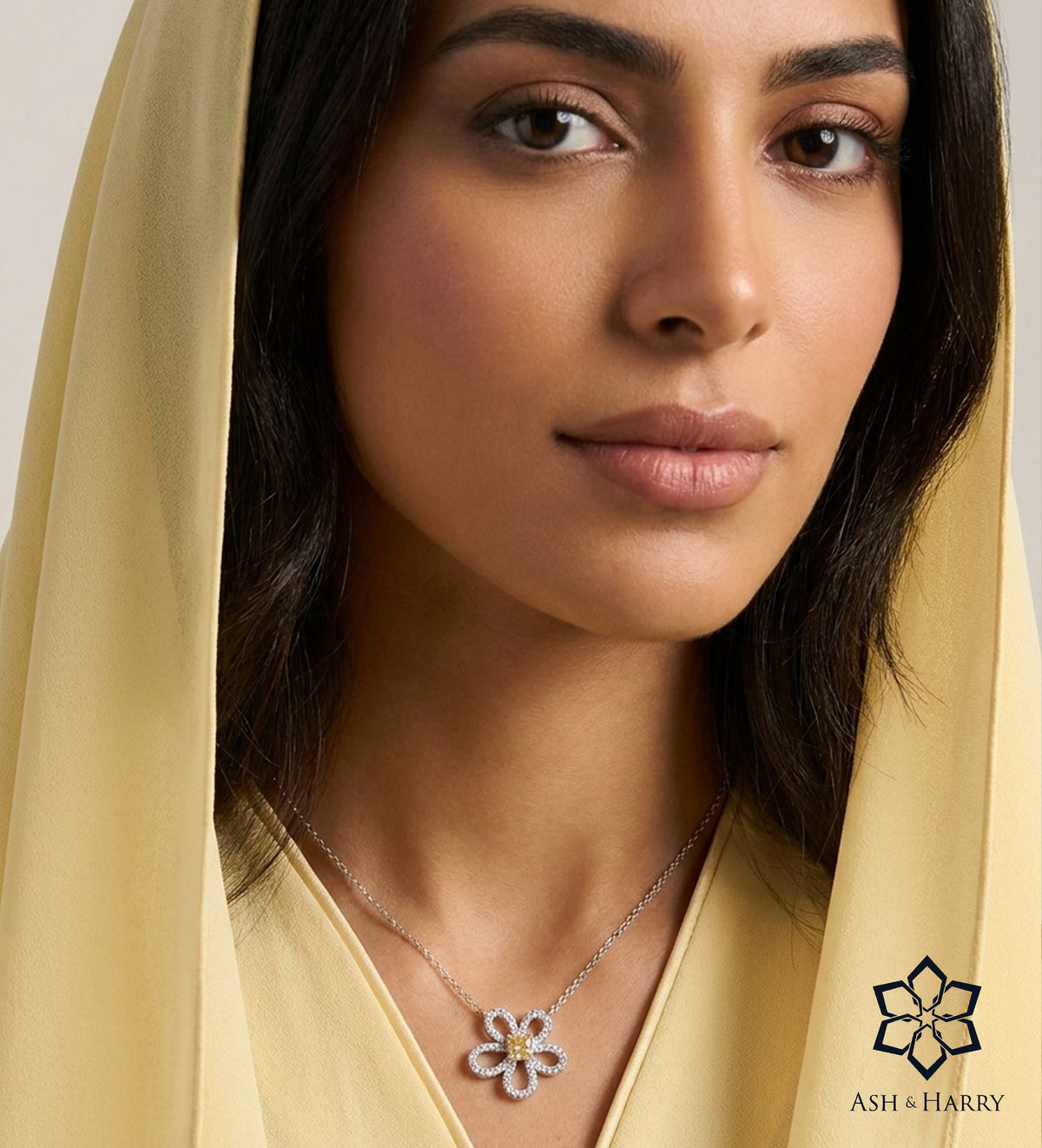 Canary Bloom Pendant in 925 Silver with High Quality Simulated White and Crafted Canary Diamond - Ash & Harry