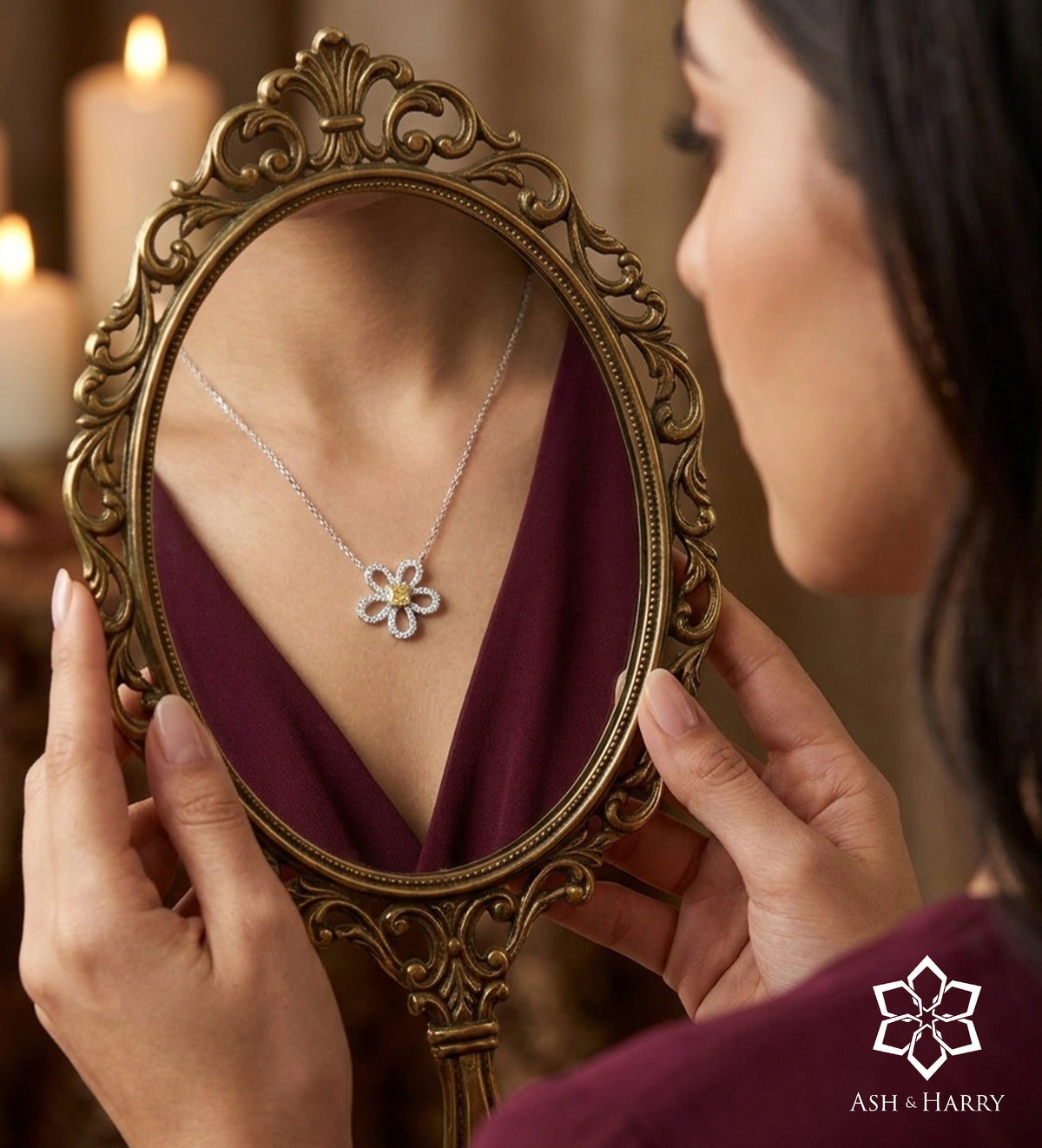 Canary Bloom Pendant in 925 Silver with High Quality Simulated White and Crafted Canary Diamond - Ash & Harry