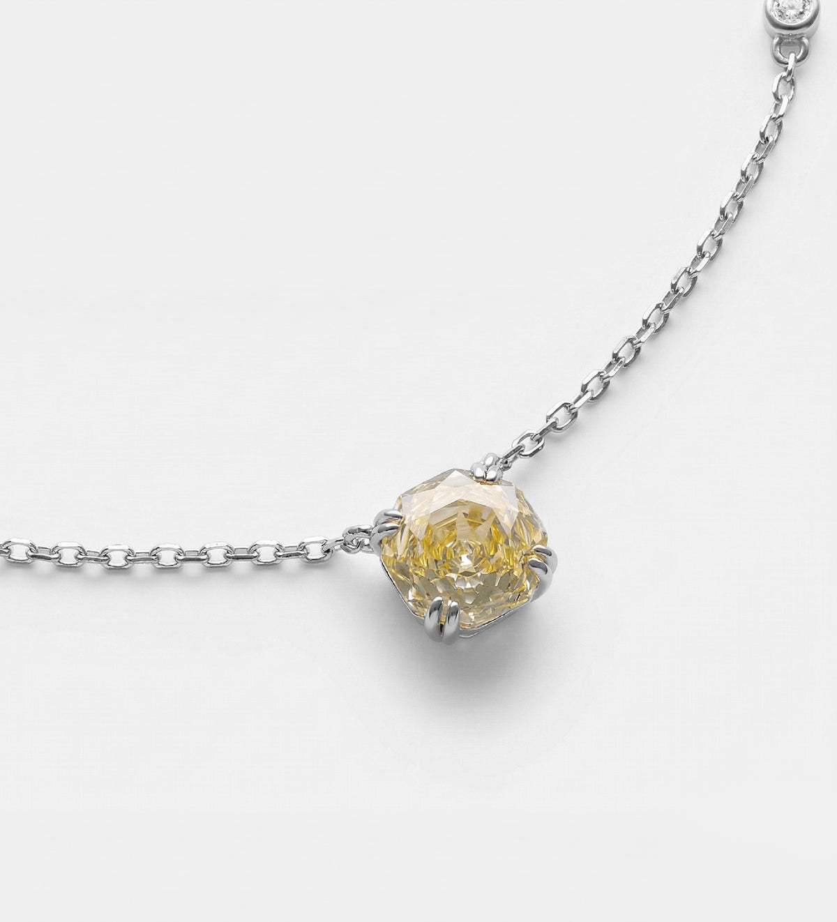 Canary Rose Glow Necklace in 925 Silver with White and Crafted Canary Simulated Diamonds - Ash & Harry