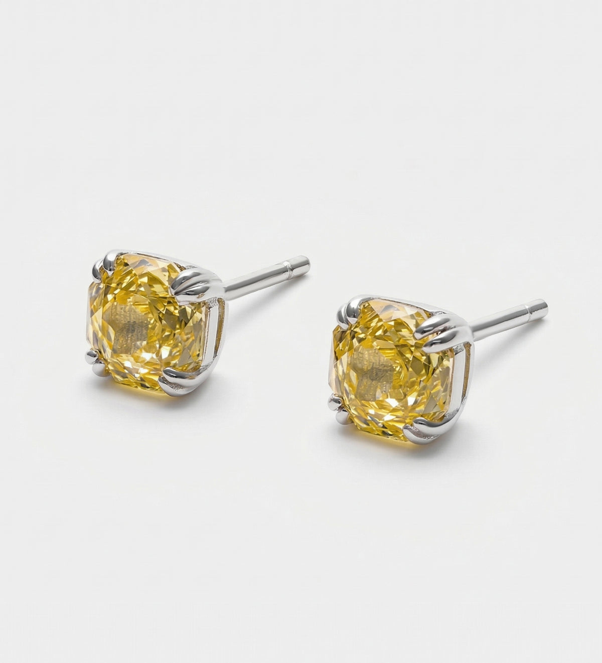 Canary Rose Glow Studs in 925 Silver with High Quality Simulated White and Crafted Canary Diamonds - Ash & Harry