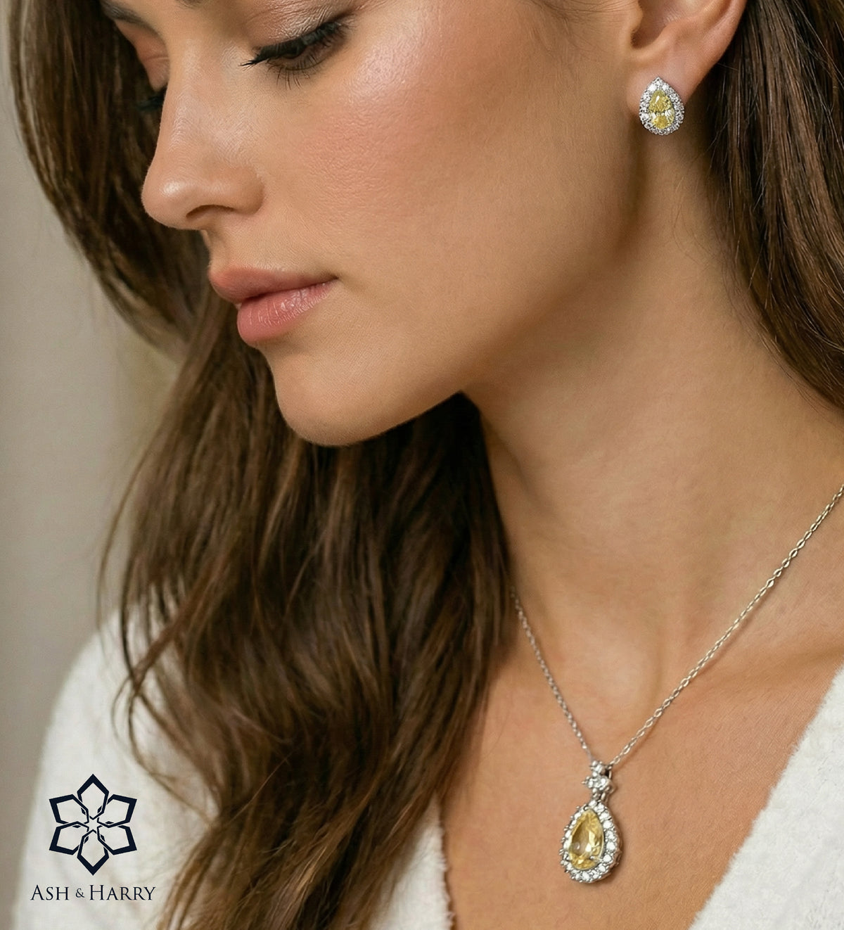 Canary Glow Studs in 925 Silver with High Quality Simulated White and Crafted Canary Diamonds - Ash & Harry