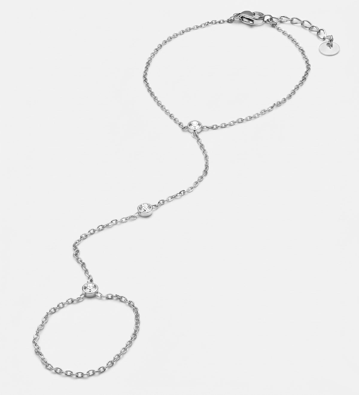 Crystal Link Hand Chain in Silver With High Quality Simulated Diamonds - Ash & Harry