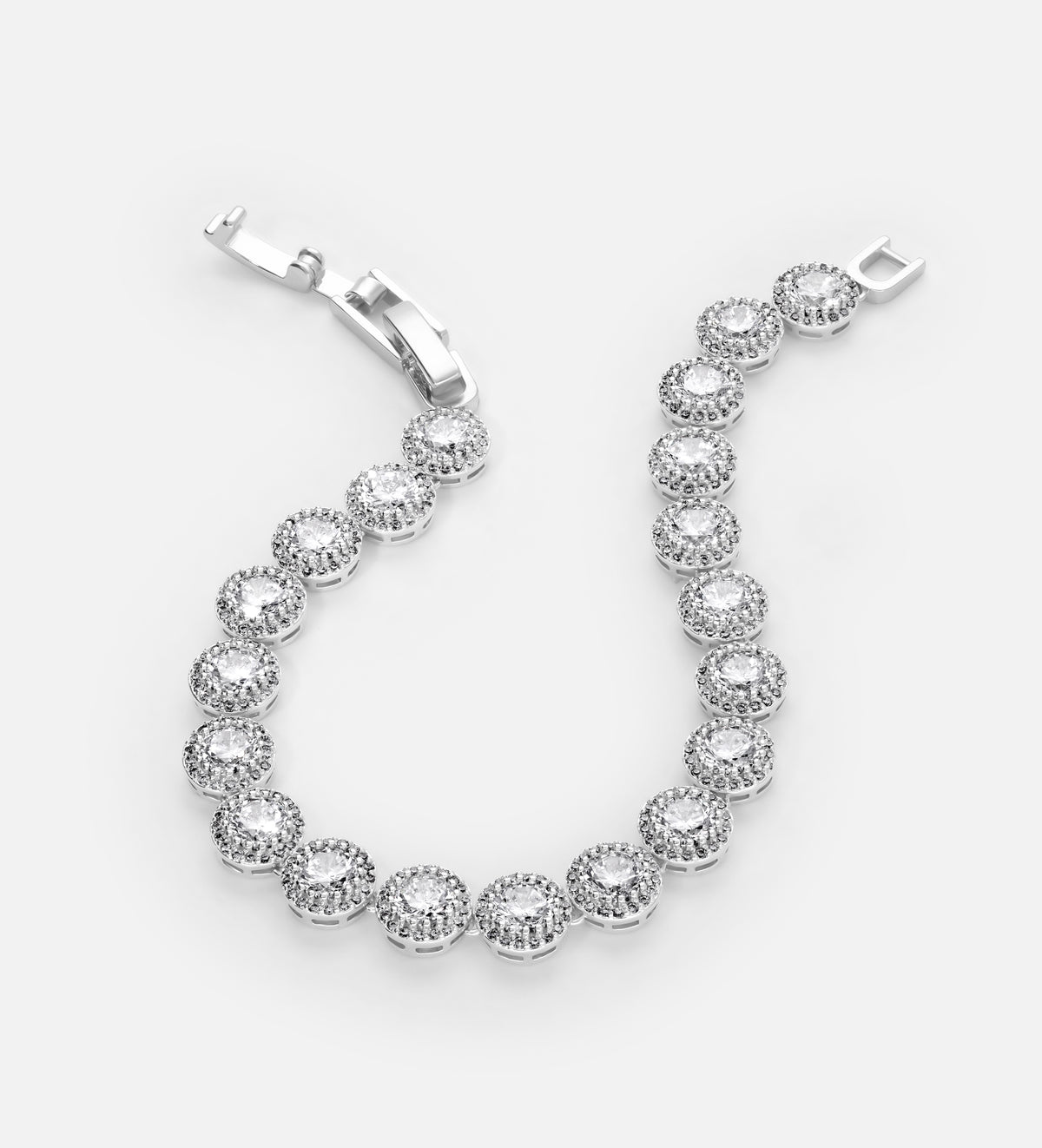Disc Halo Tennis Bracelet With High Quality Simulated Diamonds - Ash & Harry