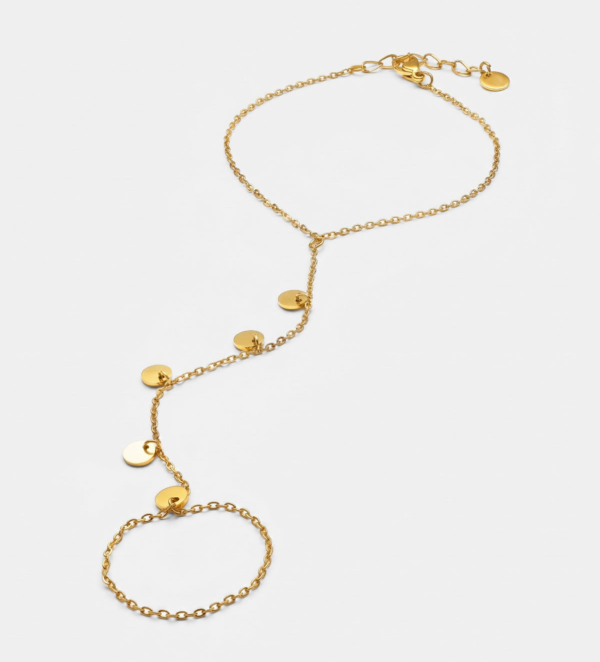 Disc Trail Hand Chain in Gold - Ash & Harry