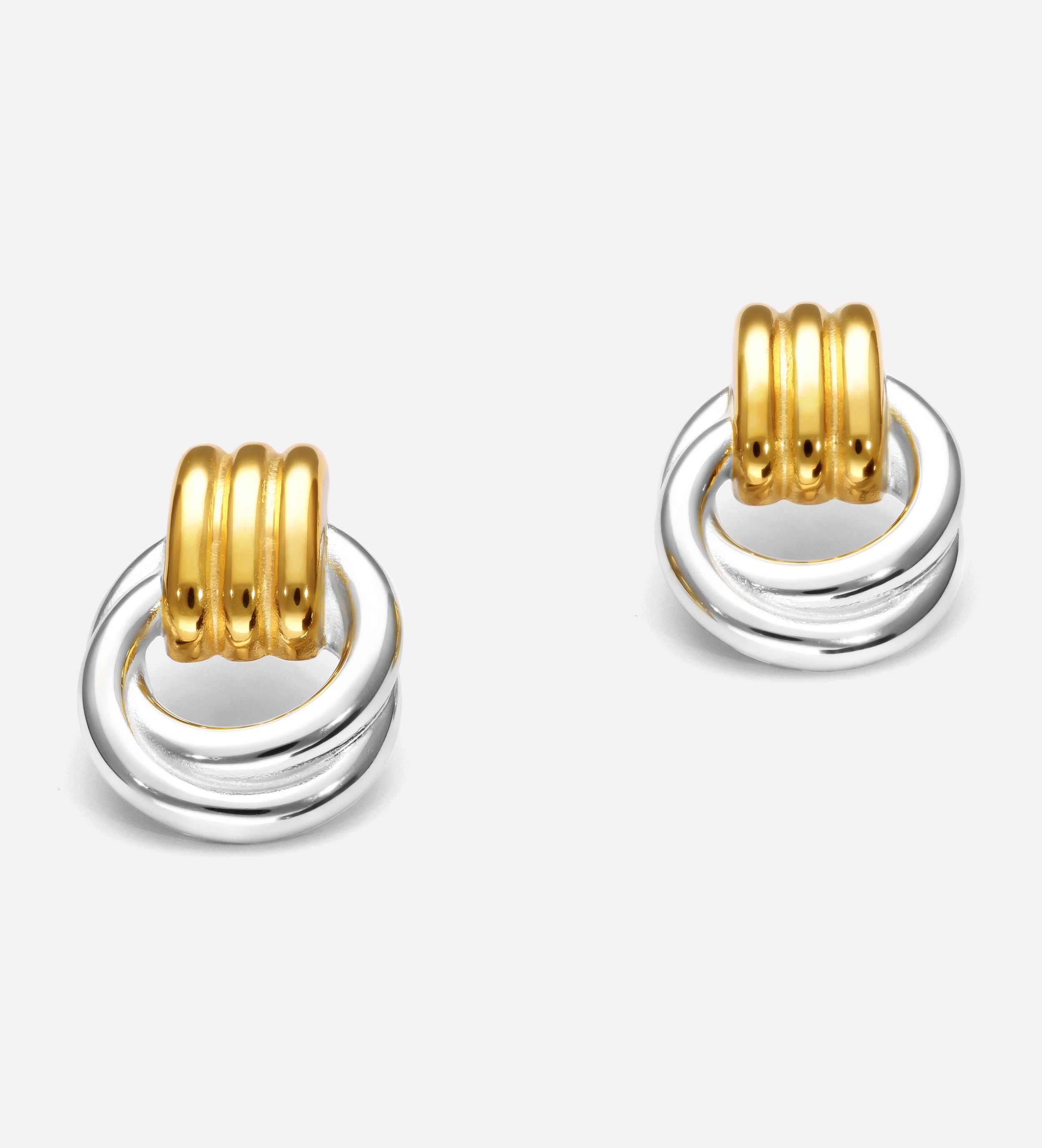 Double Knot Mixed Metal Stud Earrings
