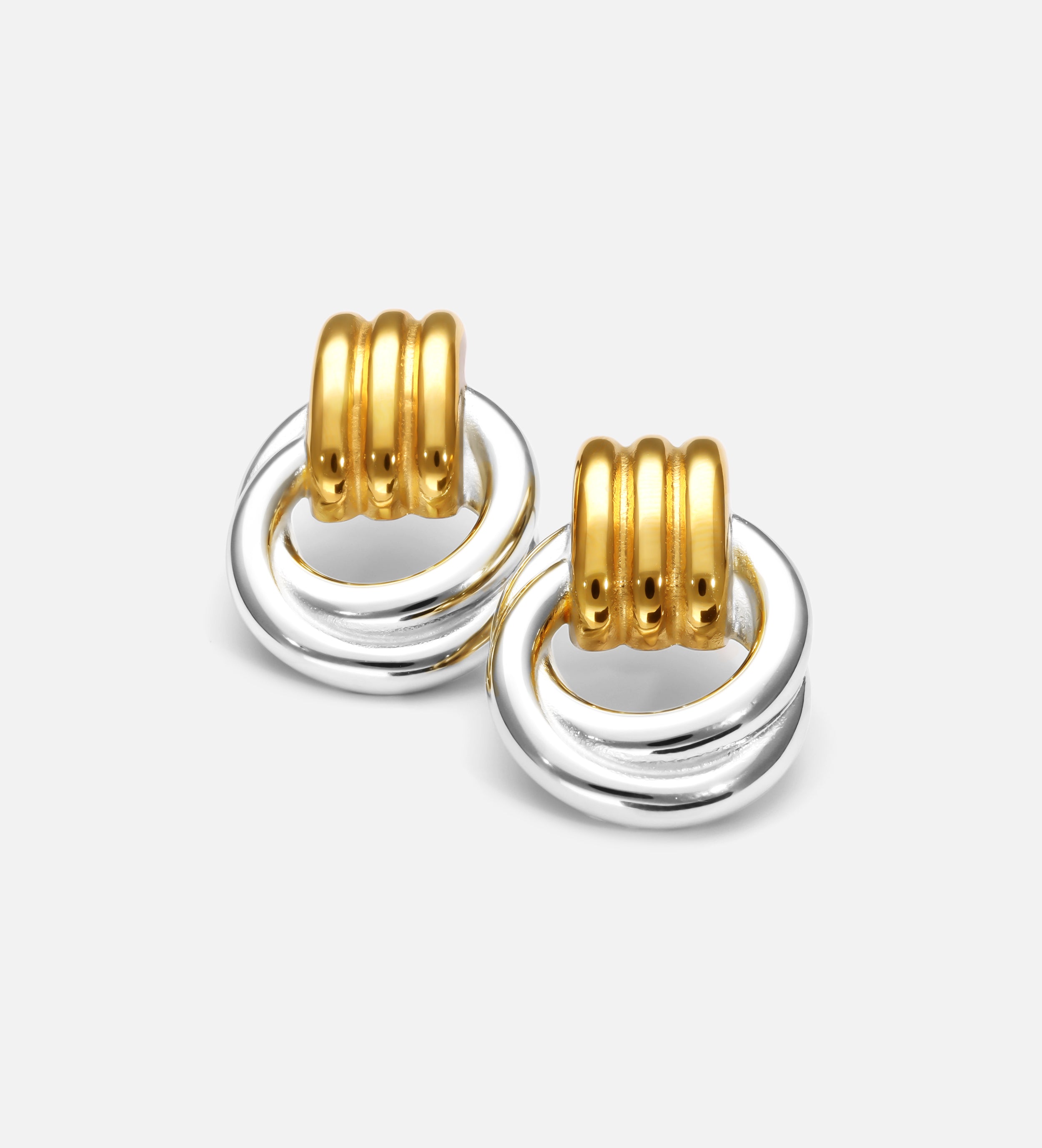 Double Knot Mixed Metal Stud Earrings