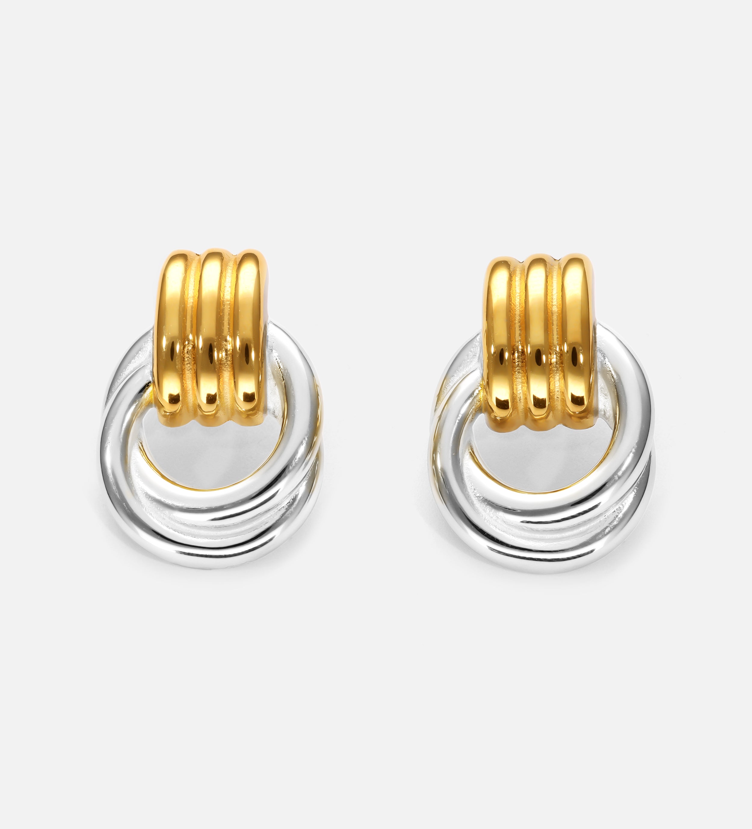 Double Knot Mixed Metal Stud Earrings