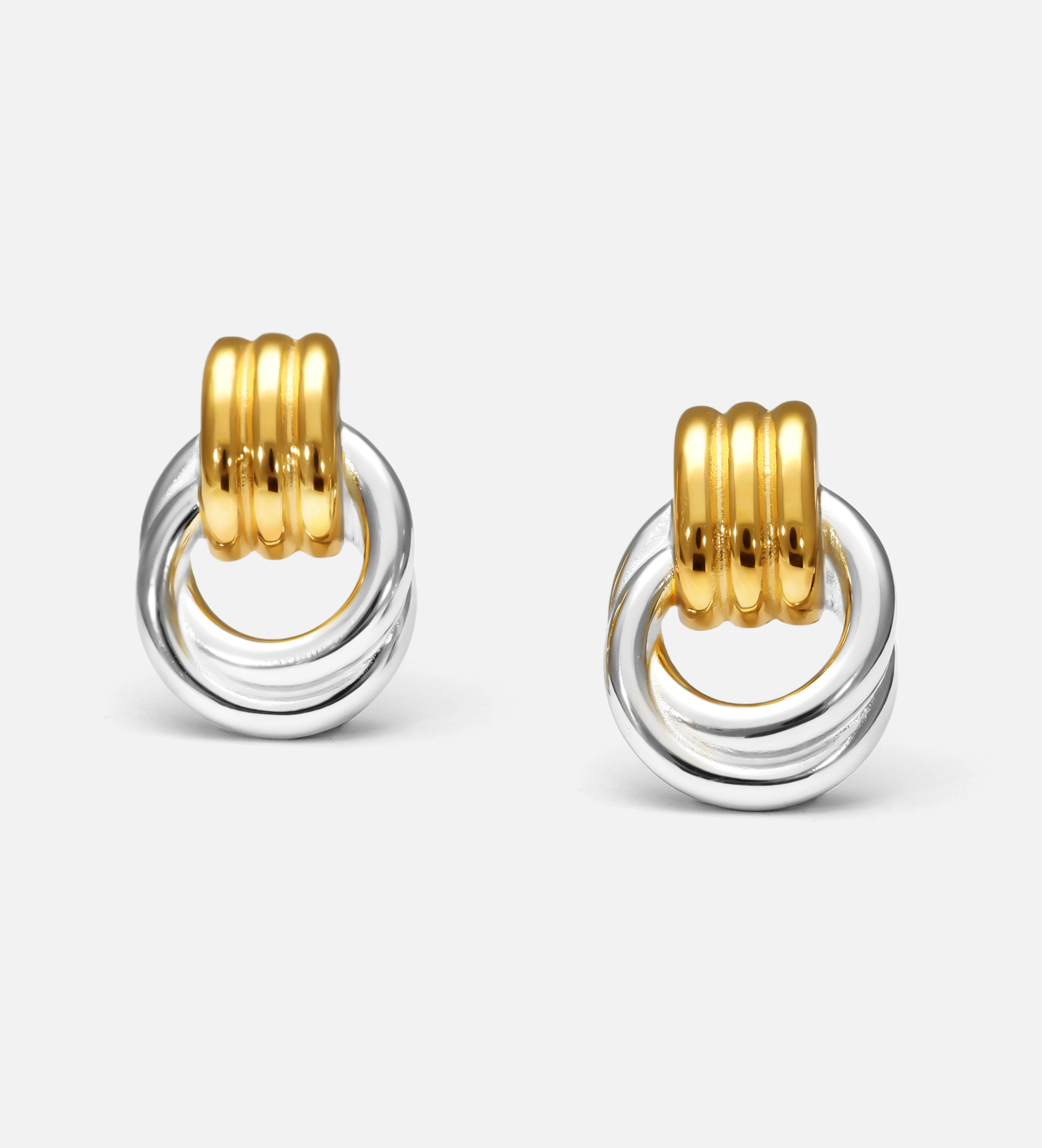 Double Knot Mixed Metal Stud Earrings