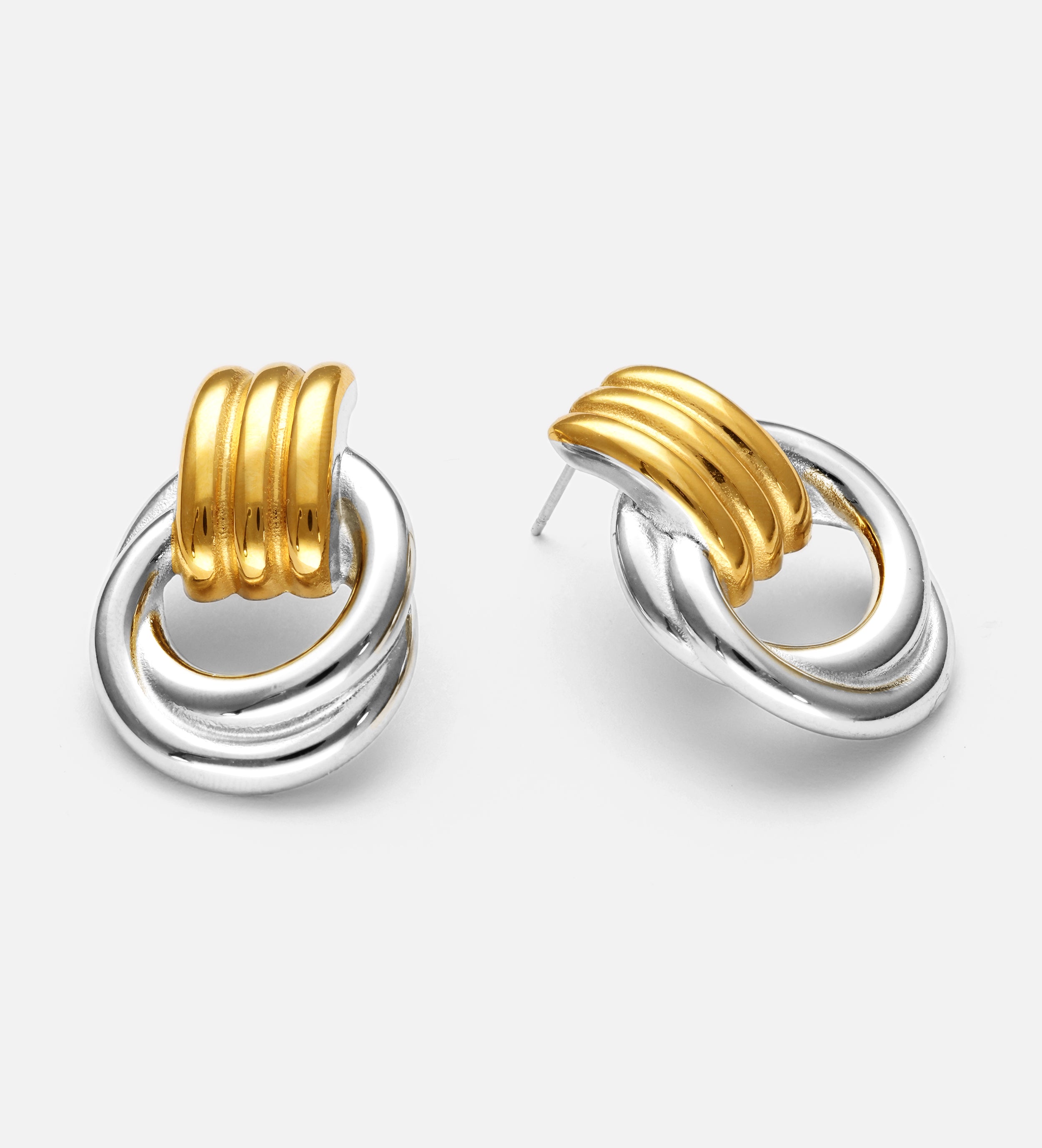 Double Knot Mixed Metal Stud Earrings
